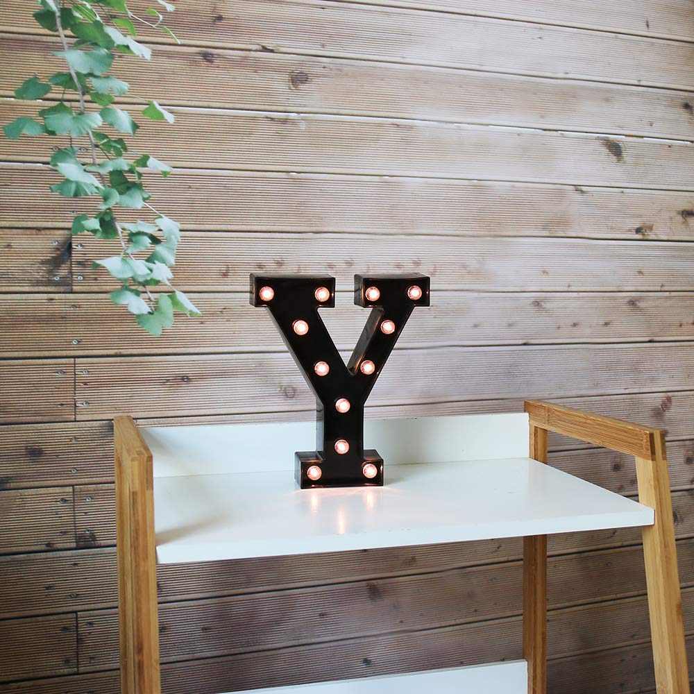 OYCBUZO LED Marquee Light Sign - Black Alphabet Letter Y, Plastic, Model MDLP-BL-22, Perfect for Home Bar, Parties, and Decorations