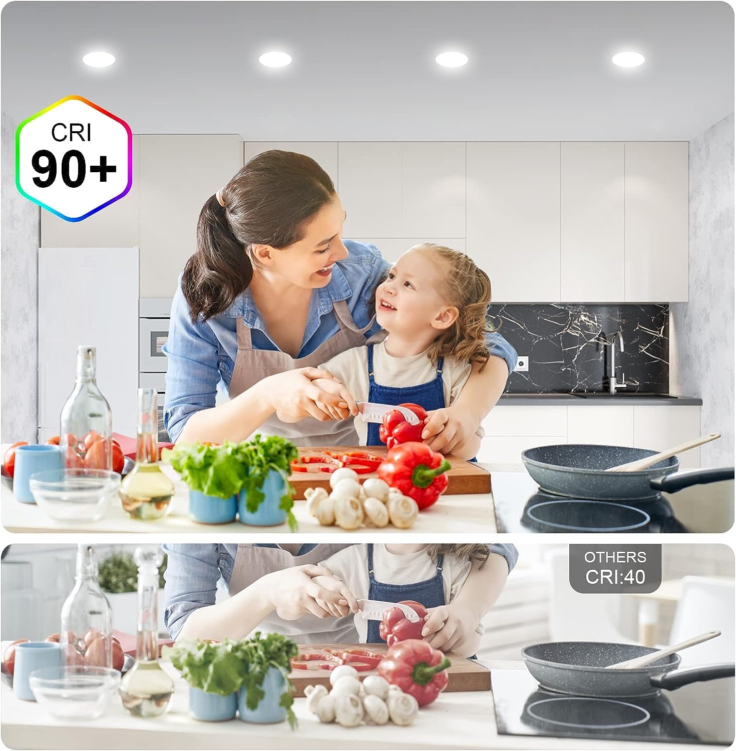 Miootly 24Pack Ultra-Thin 6" LED Ceiling Light Fixture, Dimmable, 12W, Selectable 2700K-5000K, Glass, Modern Design