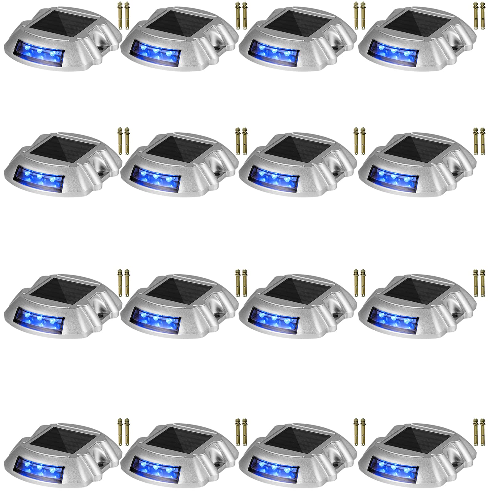 VEVOR Driveway Lights 16-Pack, Solar Driveway Lights with Switch Button, Solar Deck Lights Waterproof, Wireless Dock Lights 6 LE