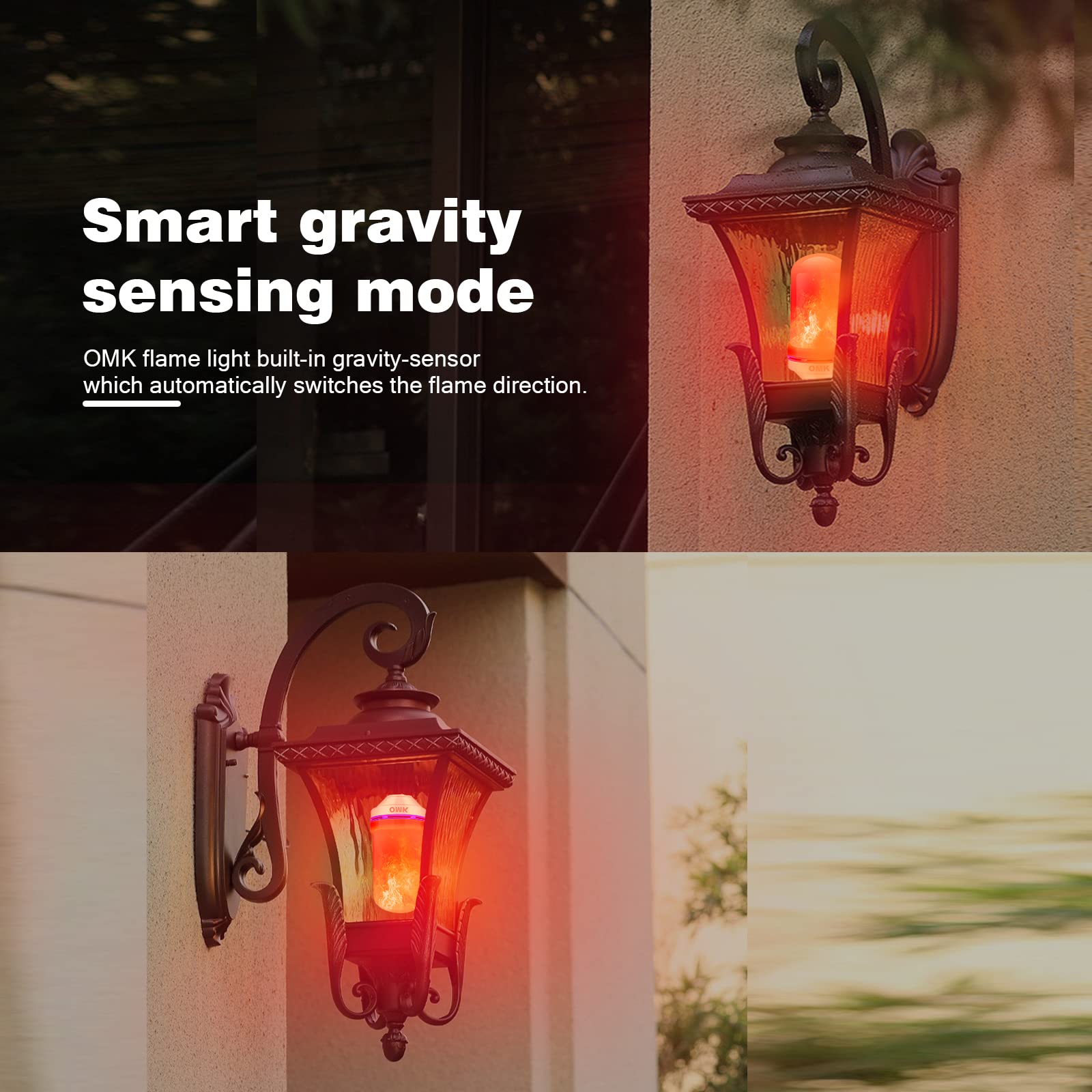 Omk - Halloween Decor Led Flame Effect Light Bulbs - Newest Upgraded 4 Modes Fire Simulated Lamps - Christmas Decorations, Party, Indoor/Outdoor Decoration Lights(Red 2)