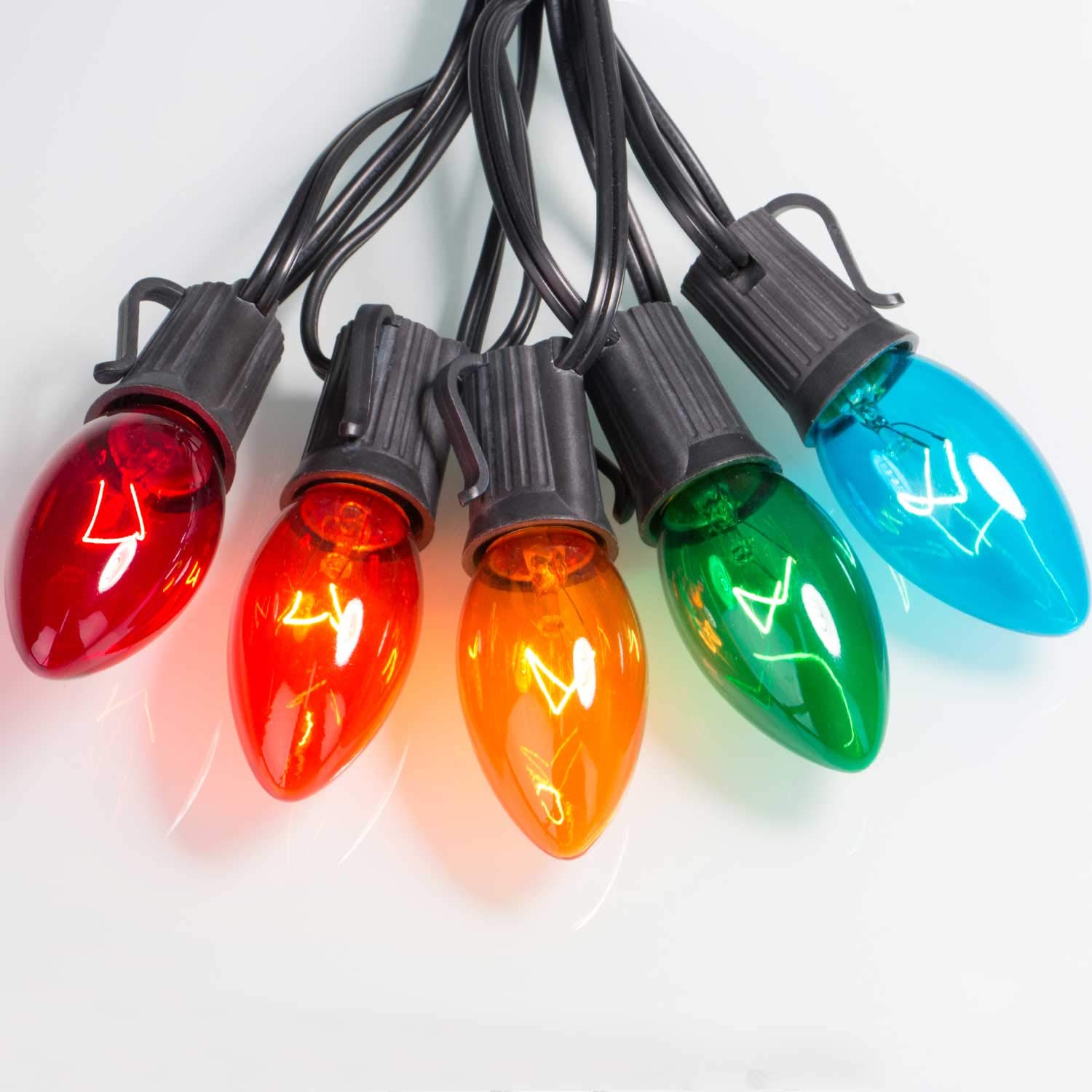 Brightown 50 Pack C9 Incandescent Bulb, C9 Christmas Replacement Light Bulb For Christmas String Light, E17 Intermediate Base, 7