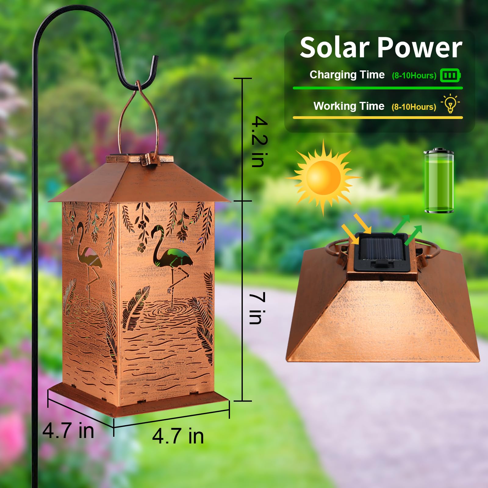 Flamingos Solar Lantern Outdoor Waterproof Hanging Christmas Lights Flamingos Garden Decor Birthdays Gifts For Women Mom Grandma