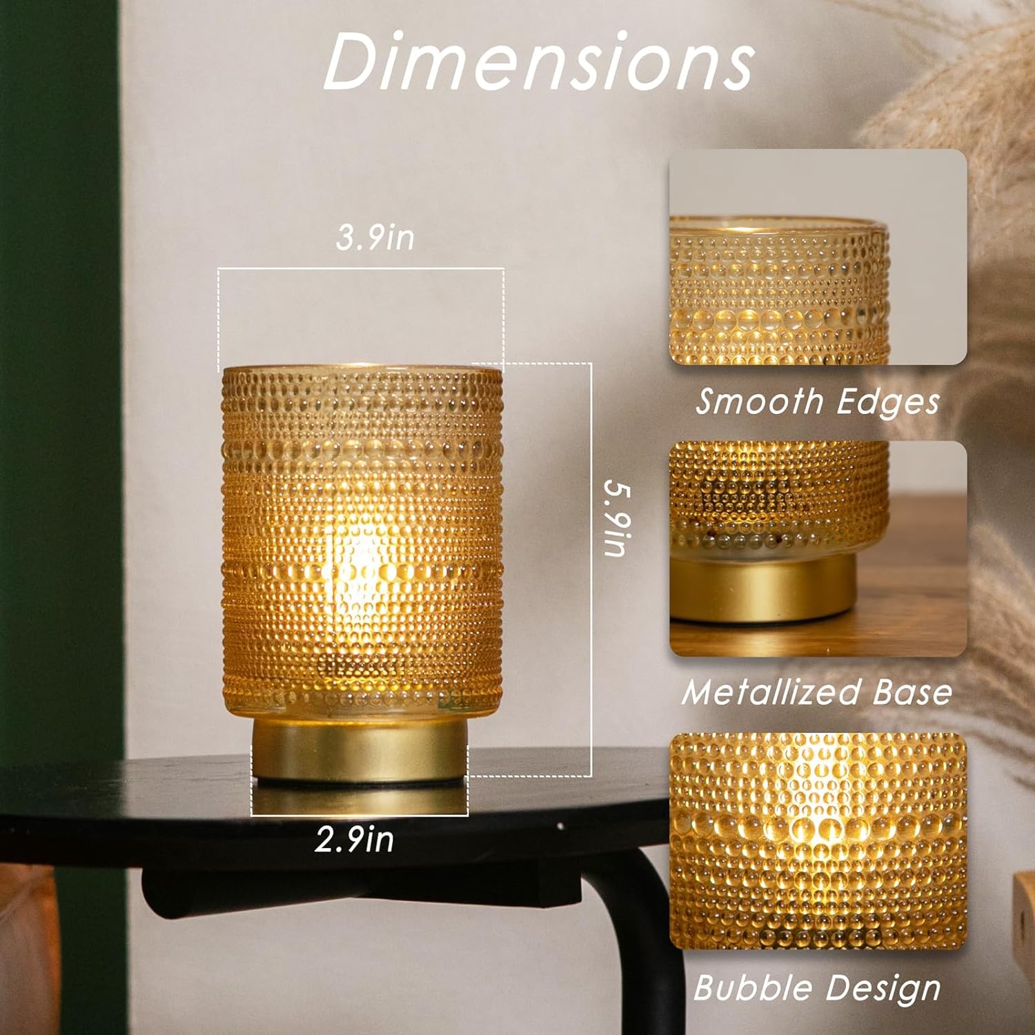 Ularoom 2 Pack Battery Operated Lamp With Timer, Cordless Table Lamps Bubble Design For Home Decor, Portable Small Lamp For Room Decorative Living Room Bedroom