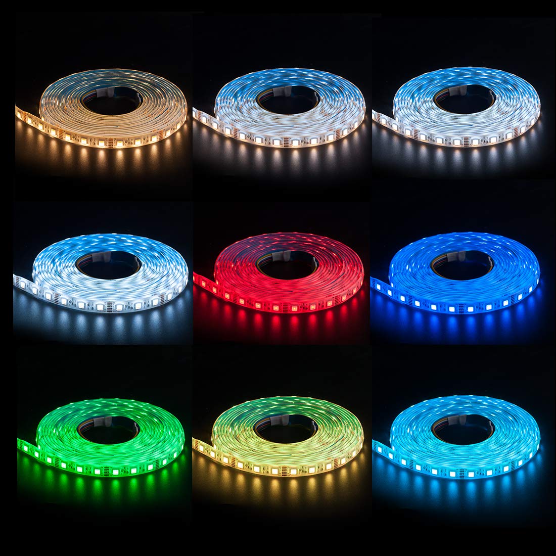 BTF-LIGHTING RGBCCT LED Tape Lights 5 Colors 2700K-6500K 16.4ft 60LEDs/m IP67 DC12V