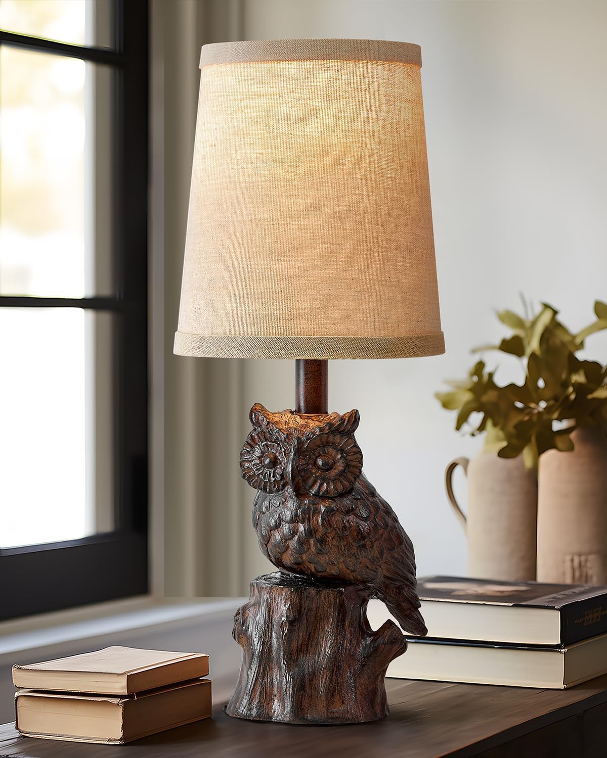 G-Safava 14.25'' Small Table Lamps Set Of 2 Table Lamps For Living Room Bedroom Owl Lamps For Home Decor Rustic Farmhouse Lamp V