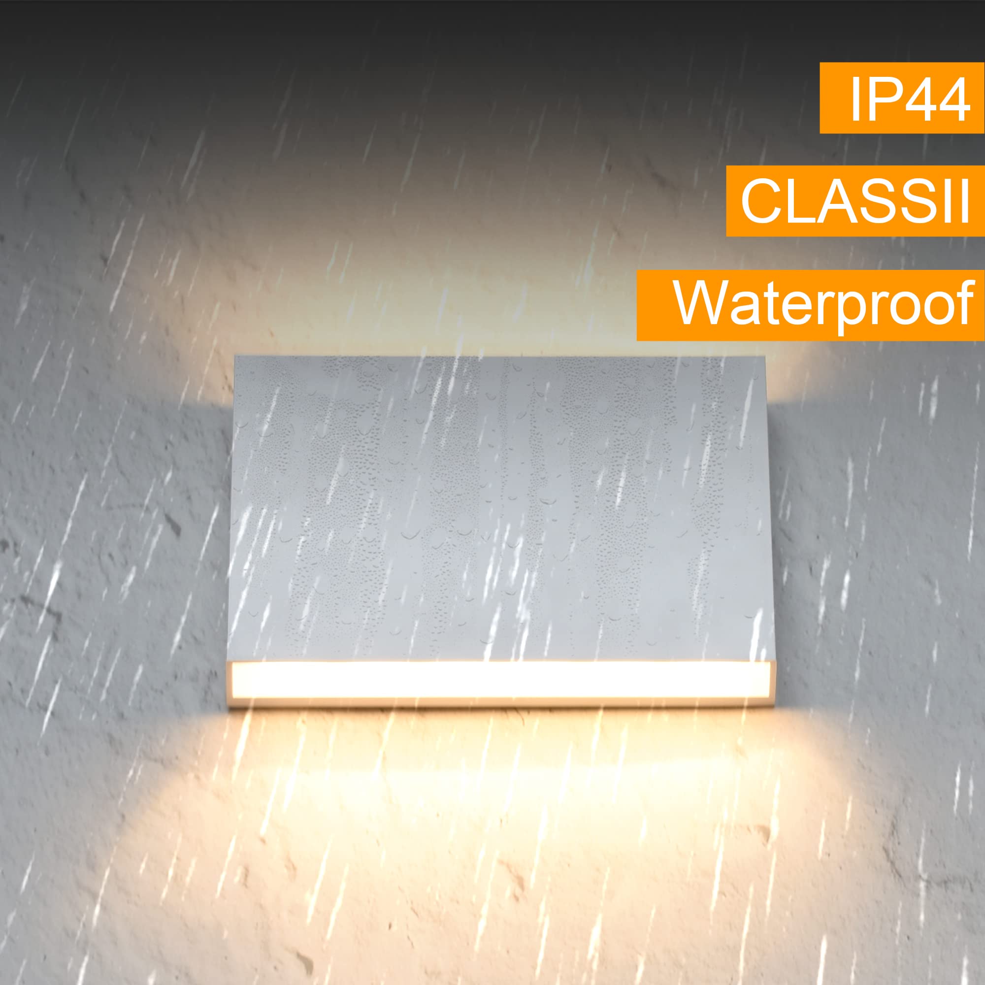 FUDESY LED Wall Sconce, Modern Indoor/Outdoor Lighting, 3000K Warm White, Plastic, 2-Pack, White