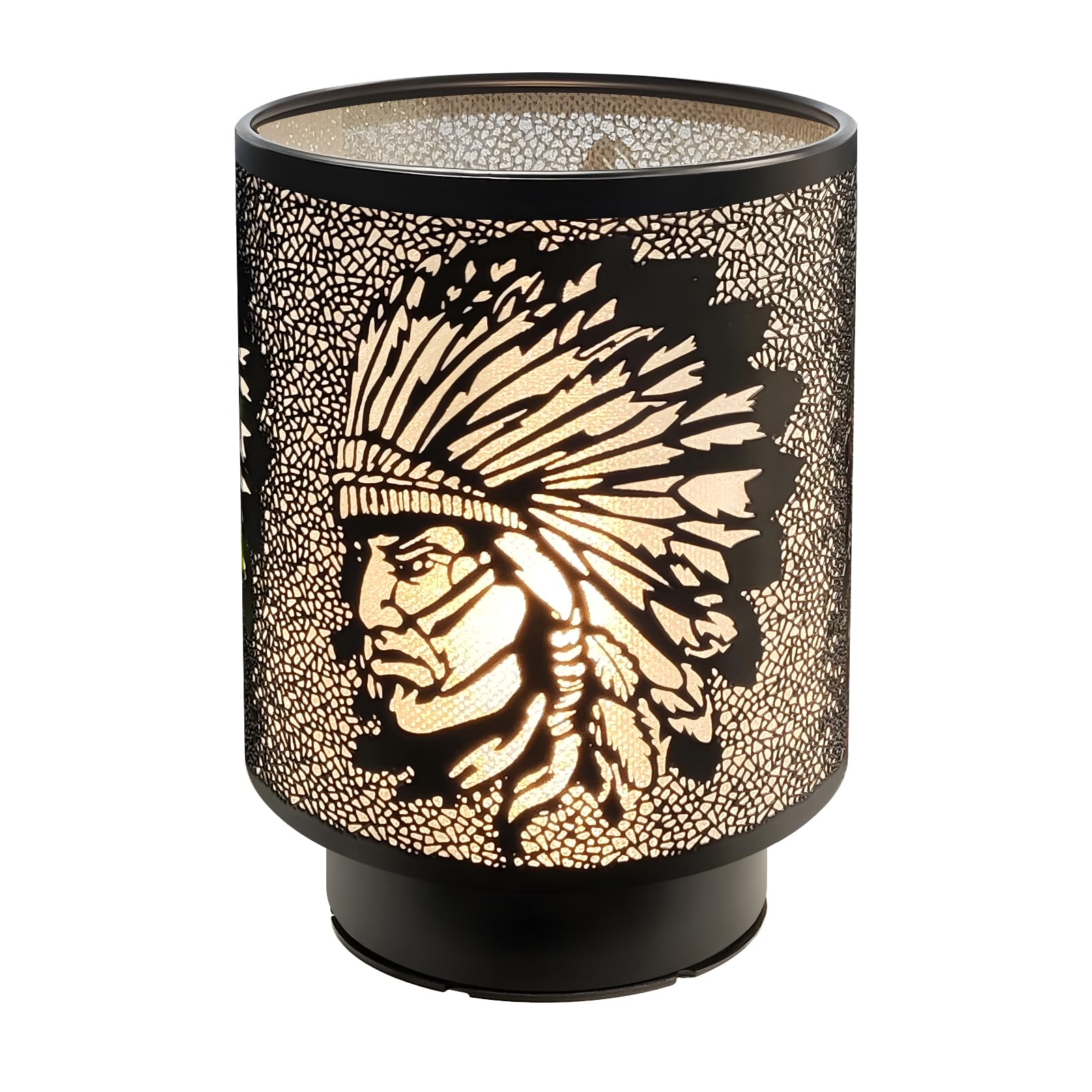 HEKALU Battery Operated Table Lamp  Cordless Lamps for Home D?cor  Nightlight with LED Bulb with Timer for Living Room Bedroom Tabletop Entryway Centerpiece Gift (Native American)