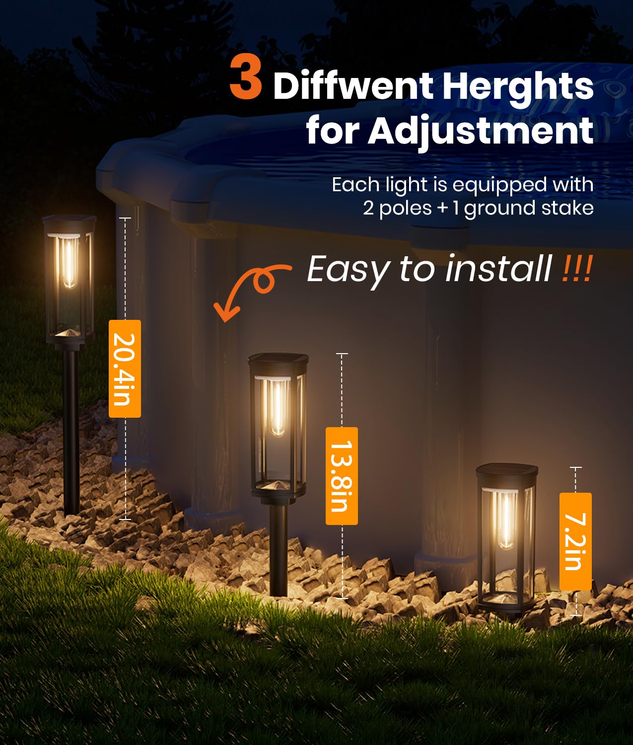 ALFIOT Solar Pathway Lights Outdoor IP65 Waterproof 6 Pack Warm White Plastic DCD-FX/FY