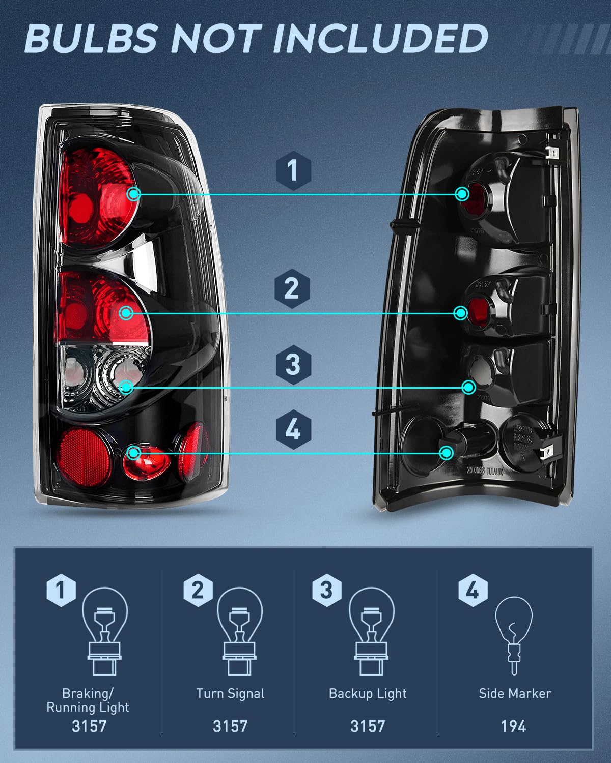 Nilight Taillight Assembly Compatible with 1999 2000 2001 2002 2003 2004 2005 2006 2007 Chevy Silverado 1999-2002 GMC Sierra Rea