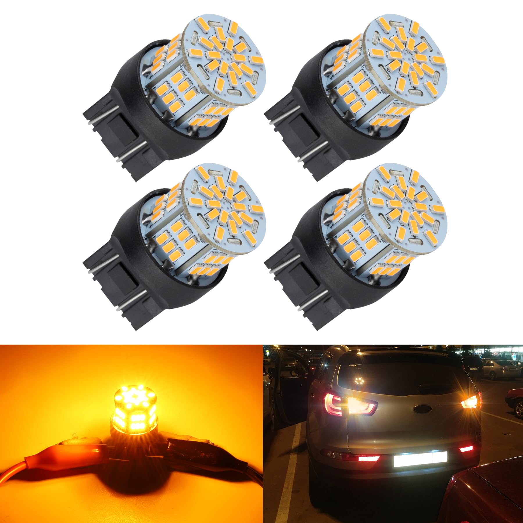 Ifunyled 4Pcs 7443 Led Bulb Turn Signal Light 12V-24V Super Bright 7440 T20 Led Replacement Light Kit Set For Car Tail Brake Tur