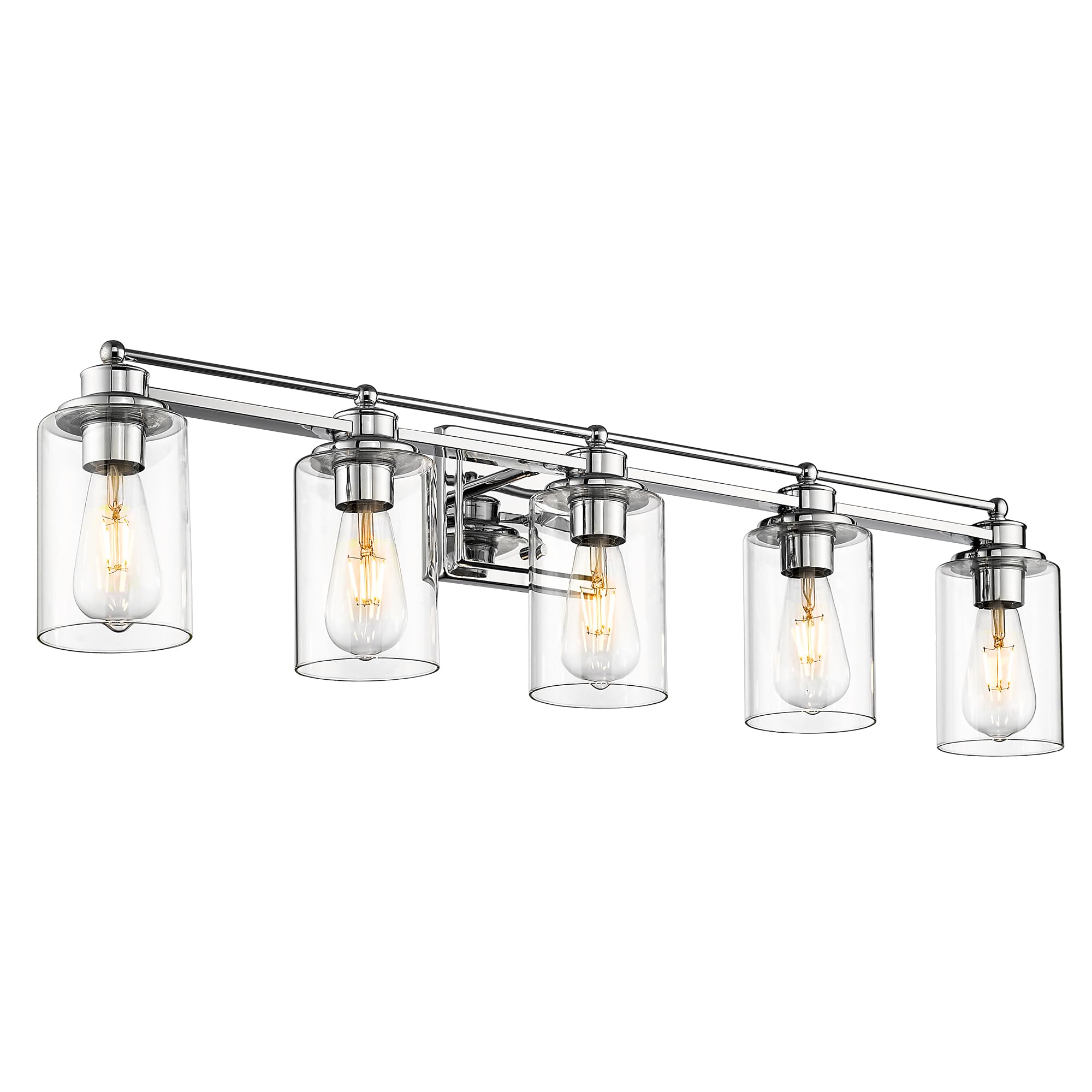 Hwh Chrome 5-Light Bathroom Vanity Light Fixture - Modern Sconce Over Mirror, 37-Inch