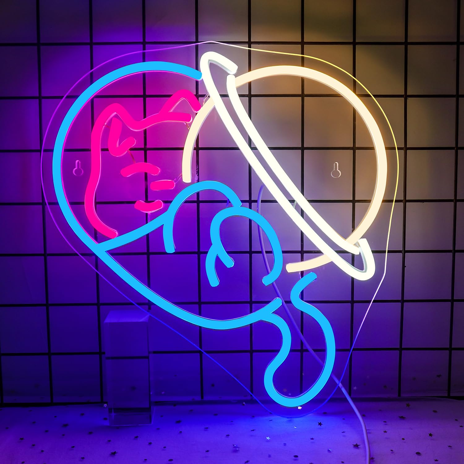 NOSUN Neon Sign - Astronaut Cat Wall Decor, Blue Light, Acrylic, 13 x 14.4 inches