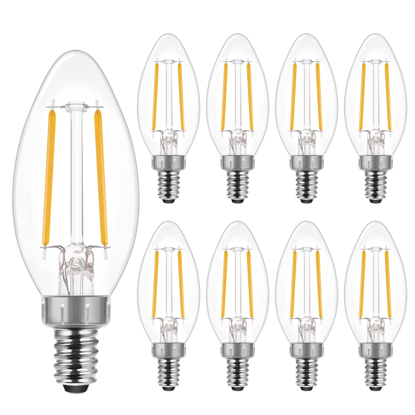 ENERGETIC SMARTER LIGHTING LED B10 Candelabra Bulbs 60W Equivalent Dimmable 8 Pack Soft White 2700K E12 Base