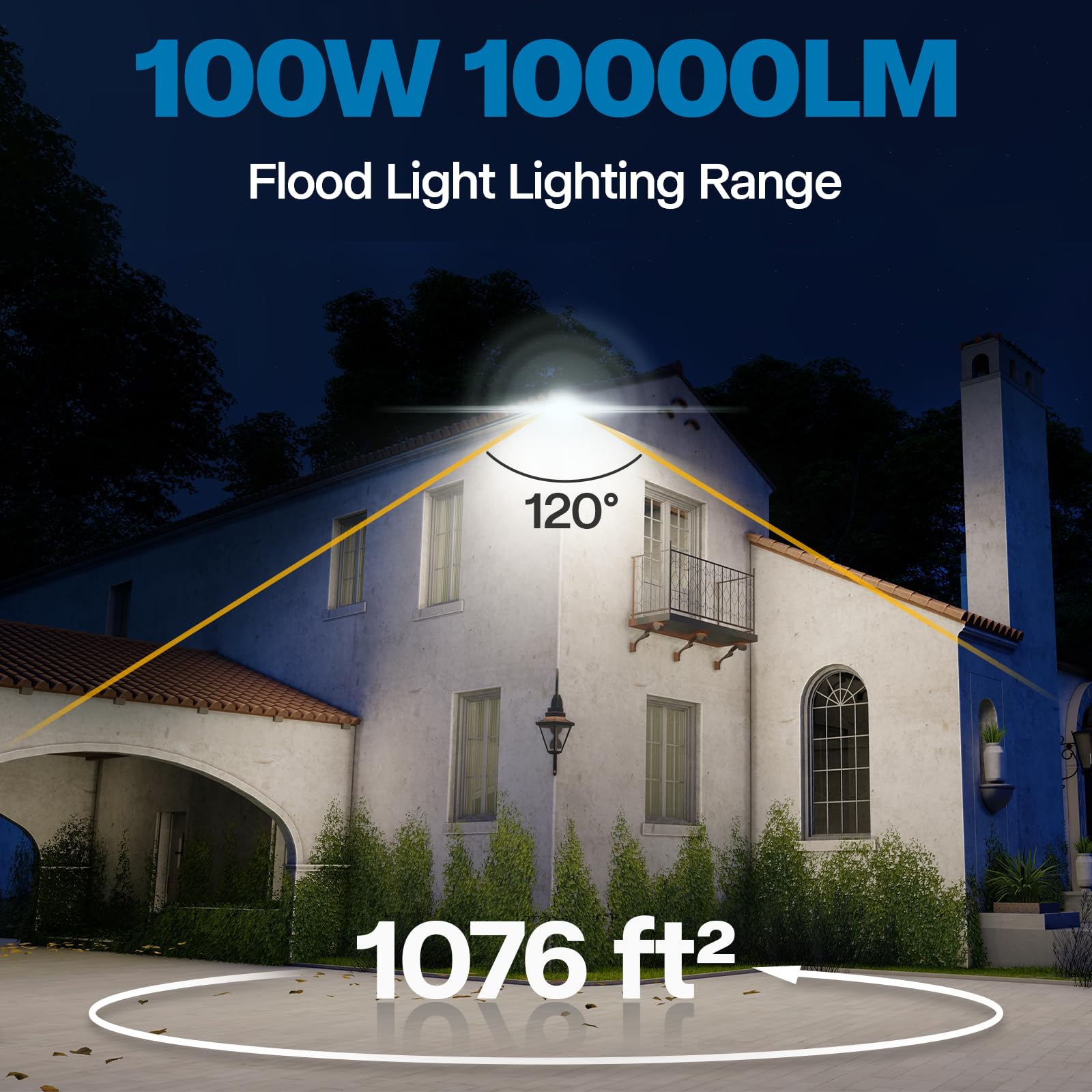 Leddictive 100W LED Flood Lights - 10000LM Super Bright, IP65 Waterproof, 4 Pack for Outdoor Use - Garage, Yard, Lawn, Garden