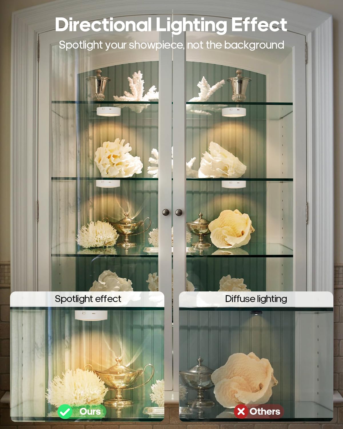 Puck Lights With Remote Control,Under Cabinet Lighting Magnetic,Led Closet Lights Rechargeable,Dimming Tap Light, Stick On Light