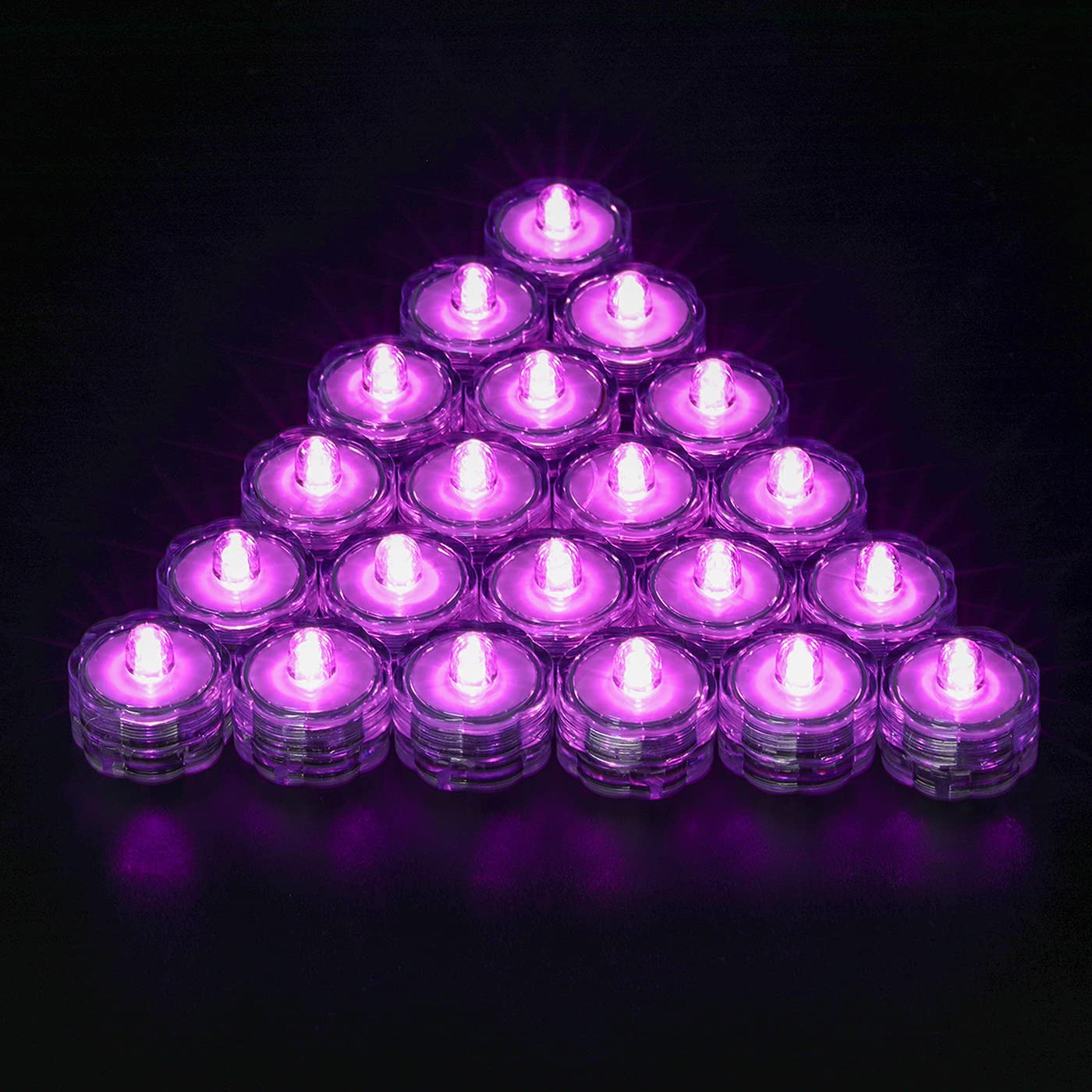 Wellgium Submersible LED Lights, Waterproof Wedding Underwater LED Tea Lights Candles for Centerpieces/Party/Christmas Set of 24