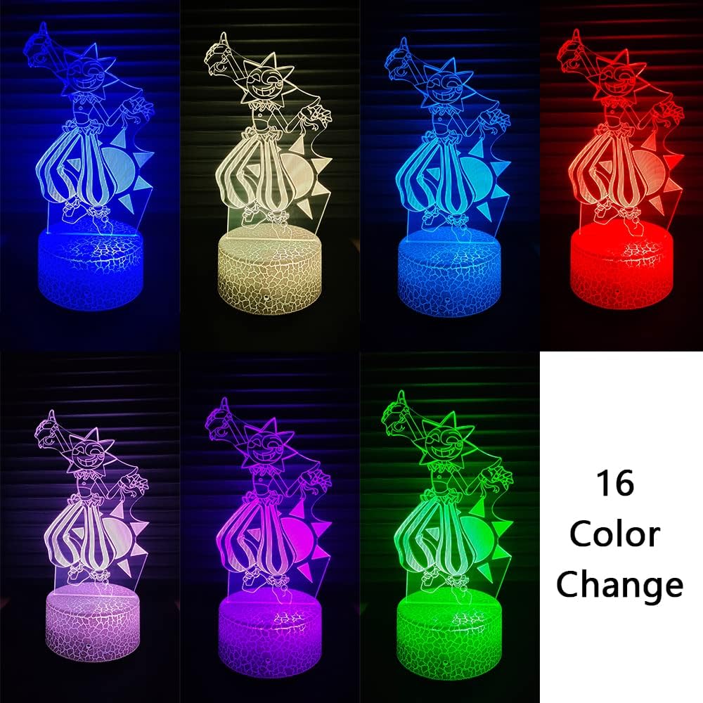 Mzcyfuy 3D Illusion Night Light LED Lamp, Remote Control, 16 Color Changing, White, Model WYHG