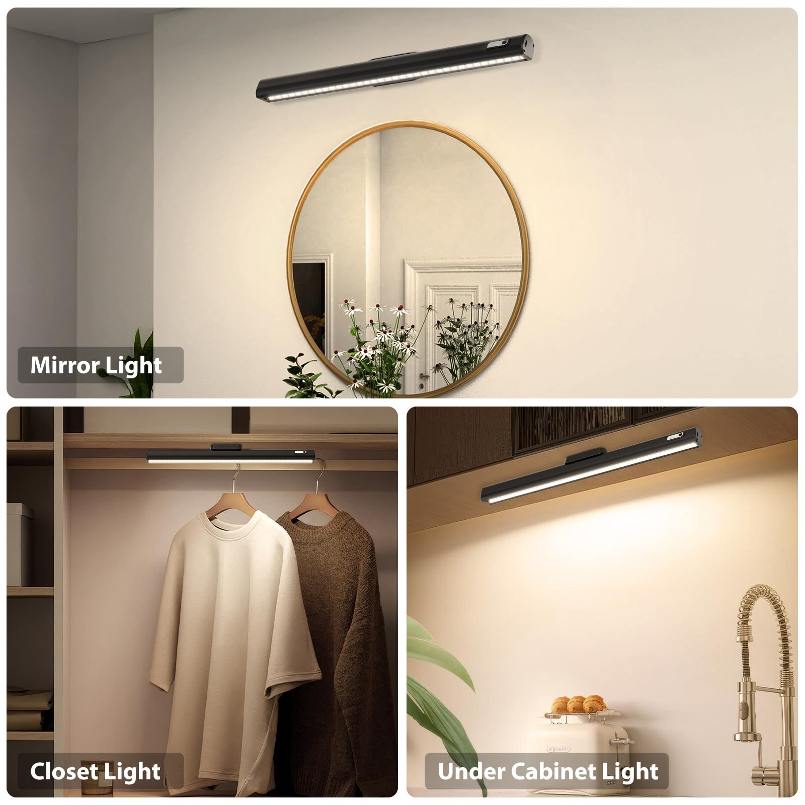 Onforu Magnetic Light Bar, 5W Mirror Lights With Remote, 4000Mah Rechargeable Makeup Lights For Vanity, Dimmable Stick On Touch