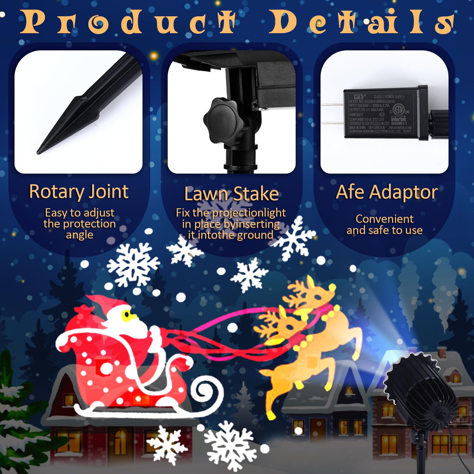 Lingvee Holiday Projector Light With Slides Led Projector Lights Outdoor Reflectors Waterproof Landscape Decorative Lighting Projection Lamp For Party(Santa Claus)