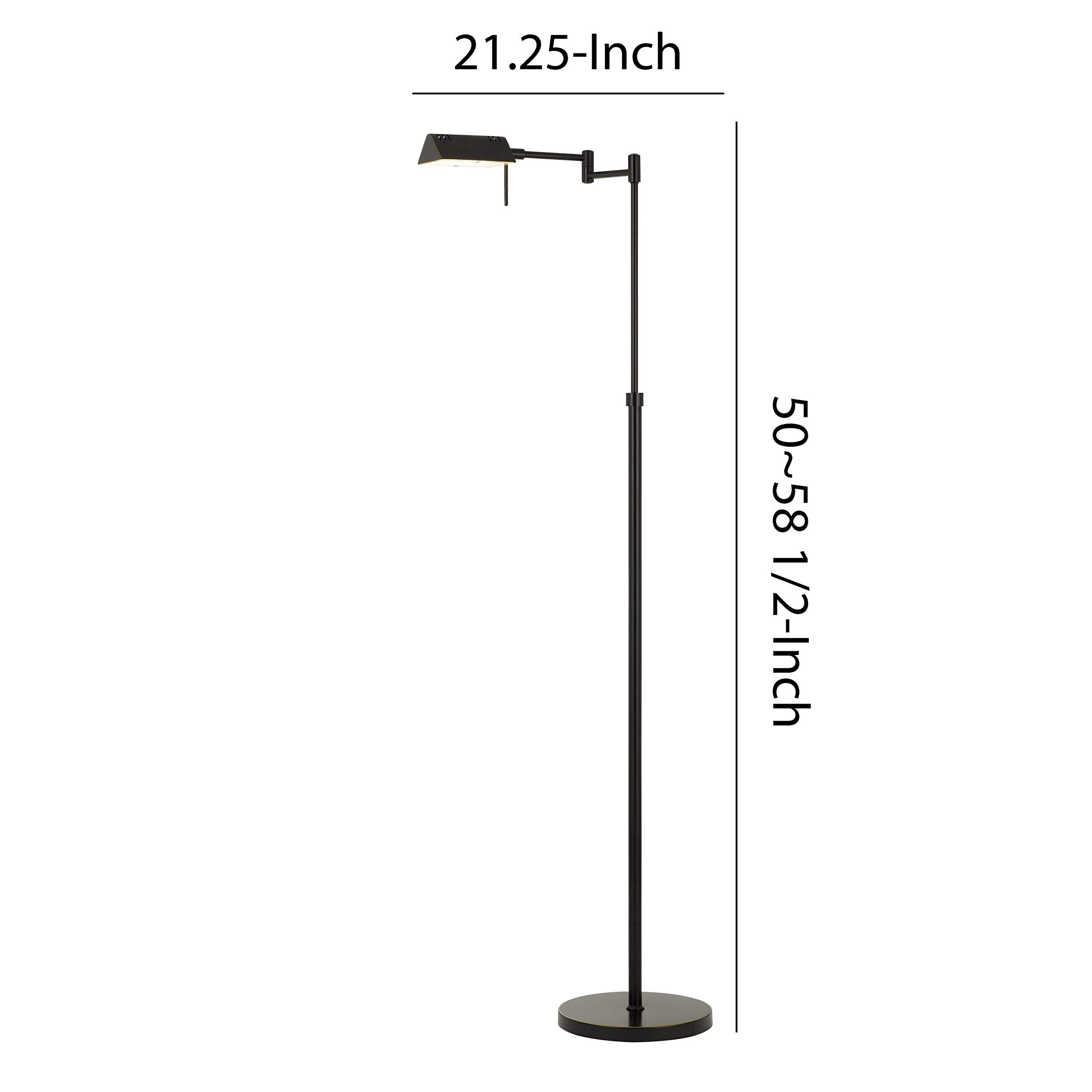 Benzara 10W LED Adjustable Metal Floor Lamp, Swing Arm, Black, Model BM224743