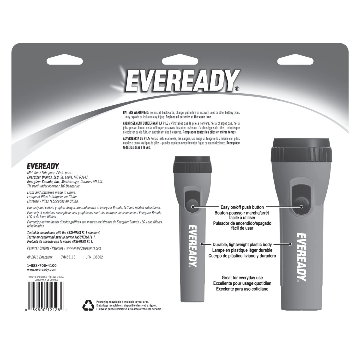 Eveready Led Flashlights 4-Pack - Bright Emergency Lights With Aa Batteries For Camping