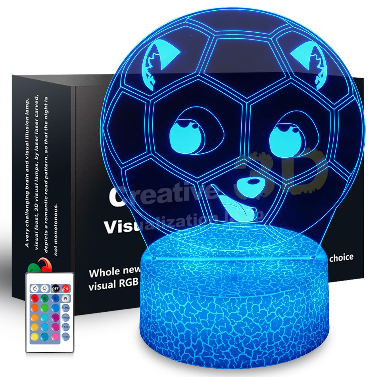 SHWKMOPPE Soccer Night Light Gifts for Boy, 3D Soccer Bedside Lamp,16 Color Change Decor Lamp with Remote & Smart Touch, Gifts f