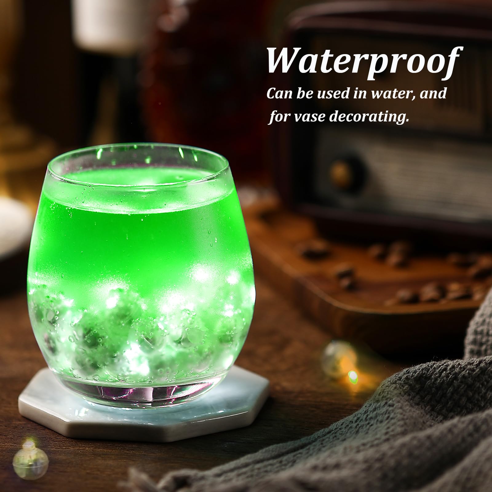 Pozzolanas 50PCs Mini LED Lights, Waterproof Green Blinking Party Decorations, Plastic Twinkle Lights, Model 23QQD
