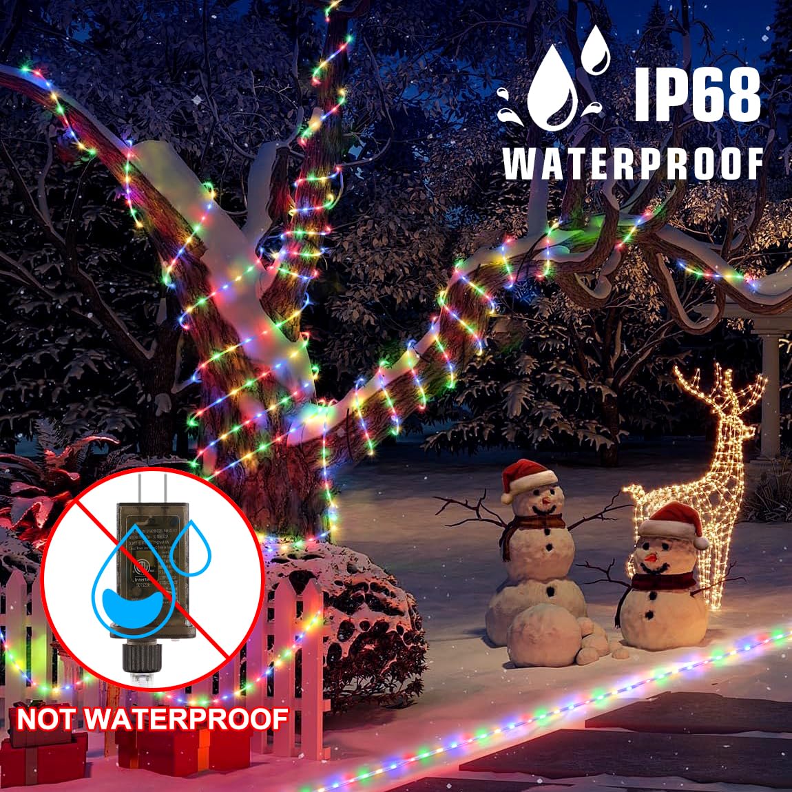 Omika Connectable 66Ft 800Led Rope Lights For Outside, Multicolor Led Rope Lights Plug In With Remote Timer, 8 Lighting Modes, O