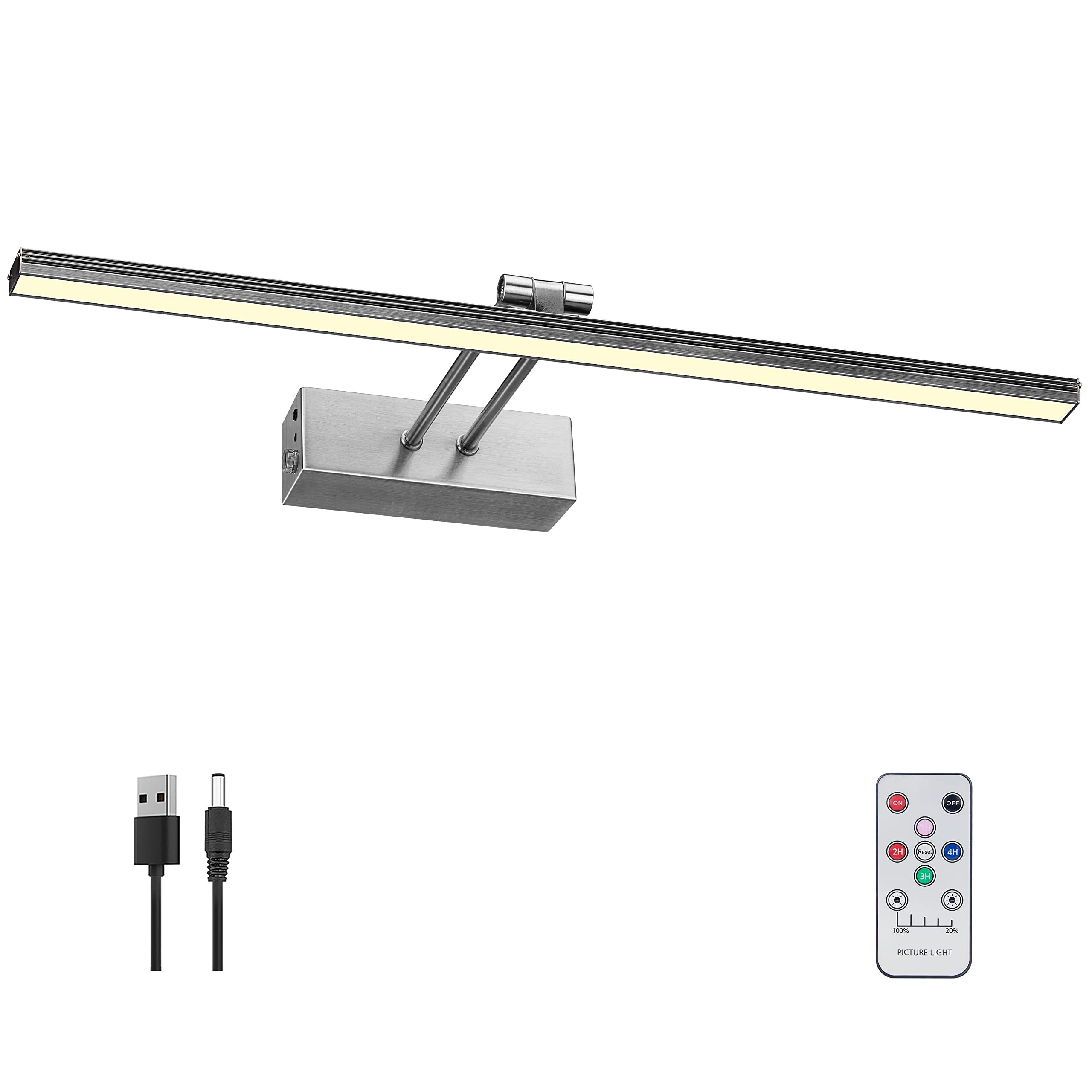 FUNCHDAY Picture Light,Battery Art Lights for Wall,Wireless Remote Painting Light with Timer and Dimmable,16?etal Display Lighti