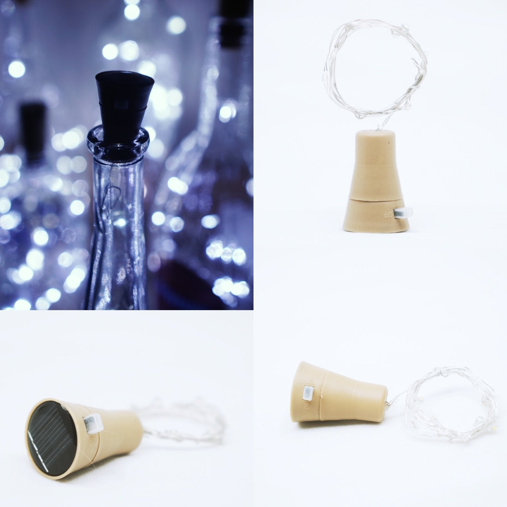 Decorman 10 Pack Solar Powered Wine Bottle Lights, 10 Led Waterproof Copper Cork Shaped Lights For Wedding/Christmas/Outdoor/Holiday/Garden/Patio/Yard/Pathway Decor (Cool White)