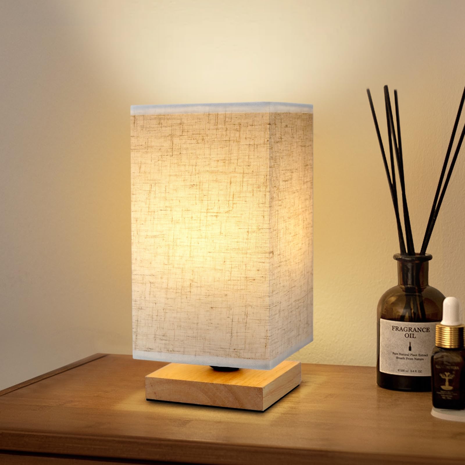 UCHENTON Table Lamp for Bedroom - Small Beside Lamps for Night Stands Home Office - Minimalist Design Warm Light Mini Boho Lamp - Fits in Kids,Living,Nursey Room,College Dorm - Awesome Gift Choice