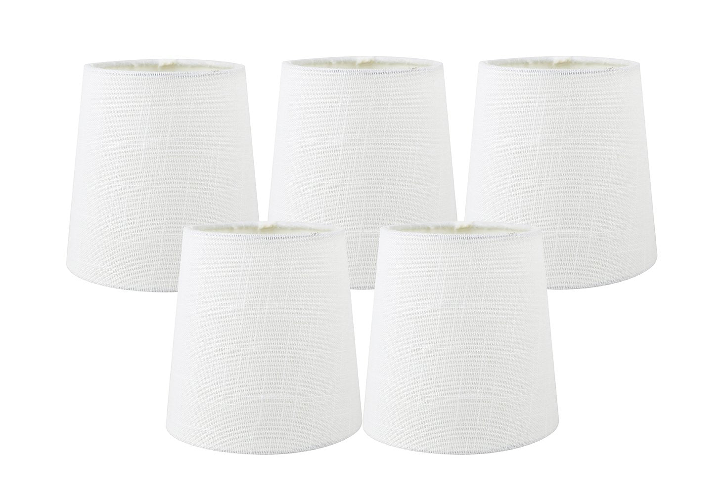 Meriville Set Of 5 Off White Linen Clip On Chandelier Lamp Shades, 4-Inch By 5-Inch By 5-Inch