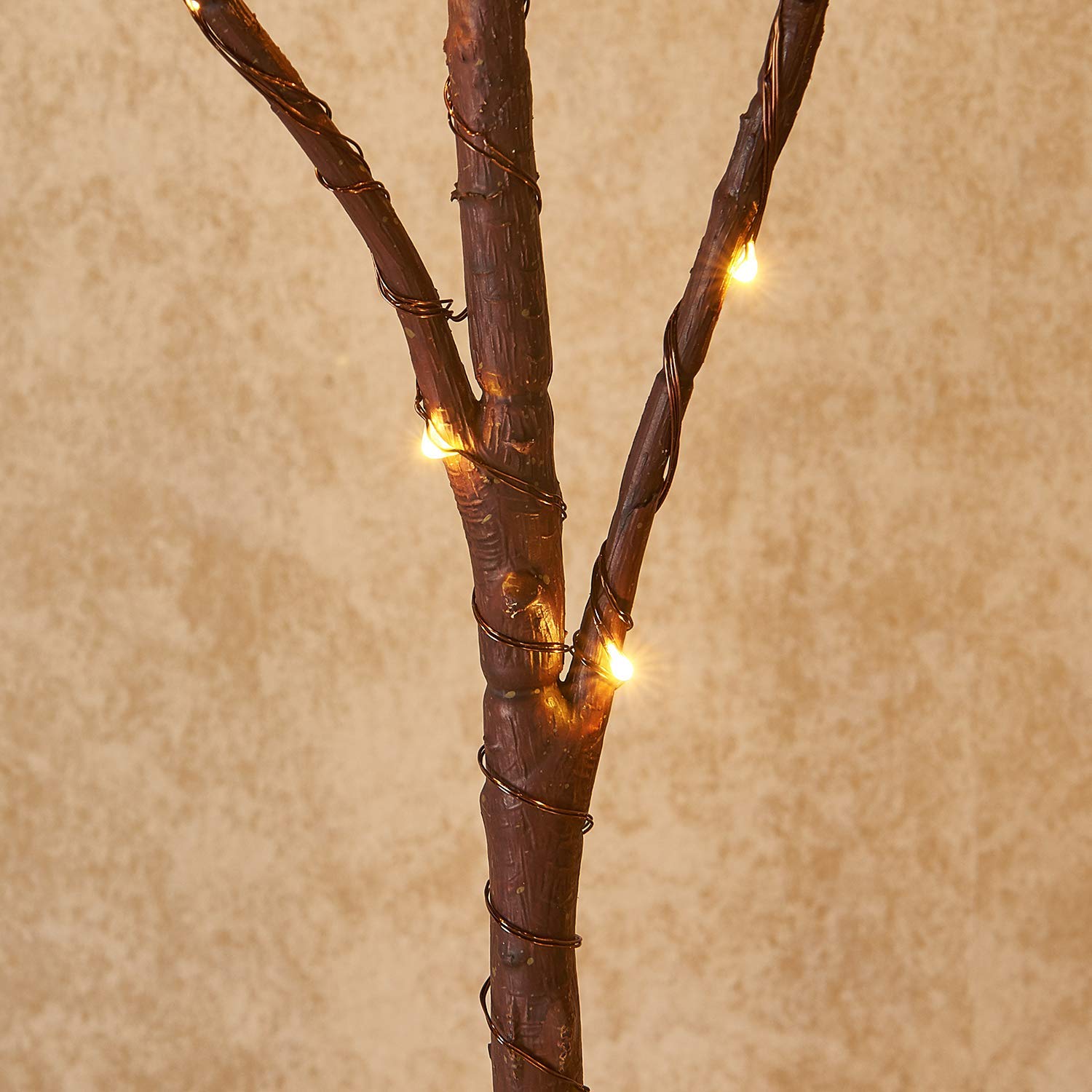 Hairui Lighted Brown Branches - 30" Battery Operated Fairy Lights with Timer, 100 LED Willow Lights for Indoor/Outdoor Holiday Decor