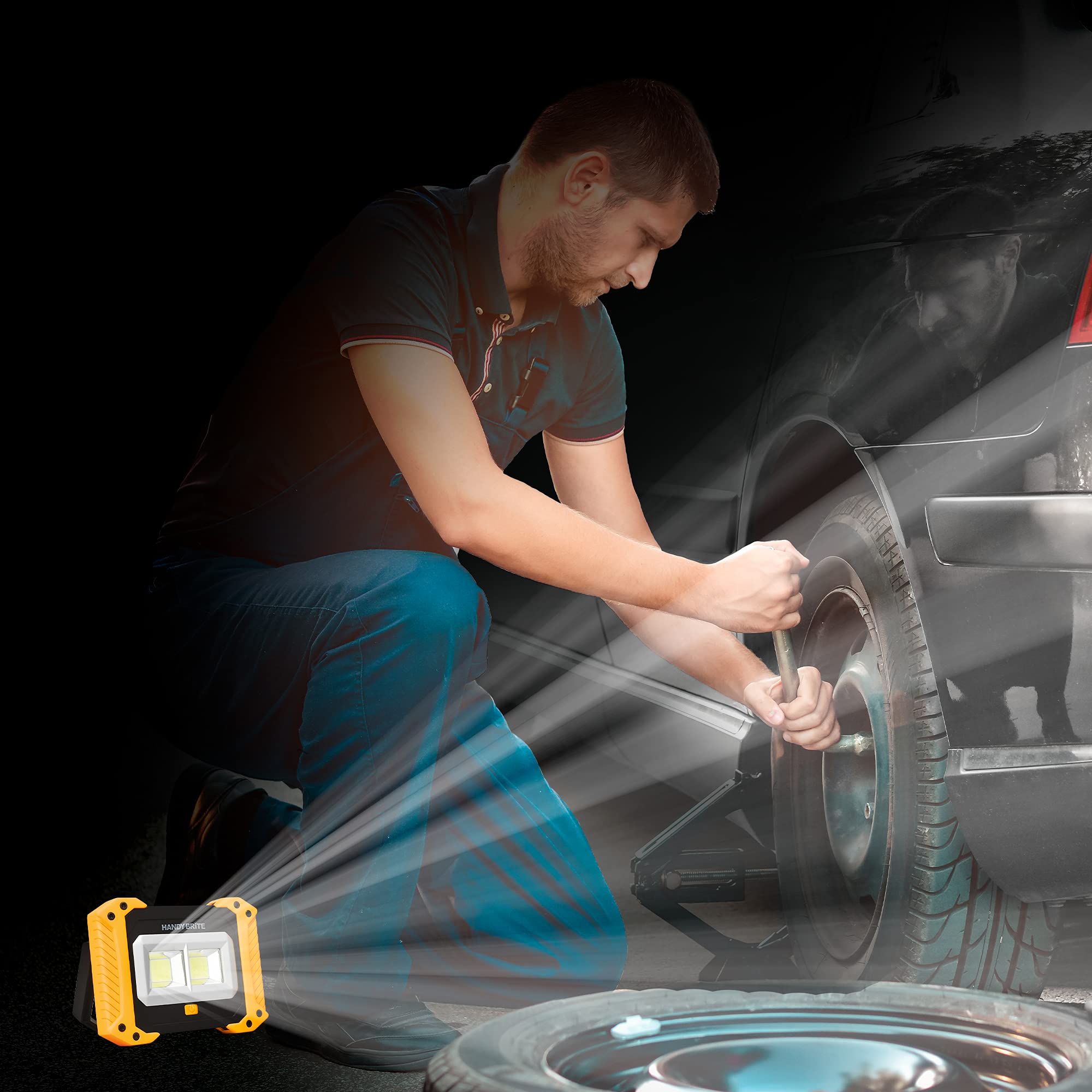 Ontel Ultra Bright Portable LED Work Light - 500 Lumens, Battery Powered, Standard Size, White, Model HBWL-MC12/4