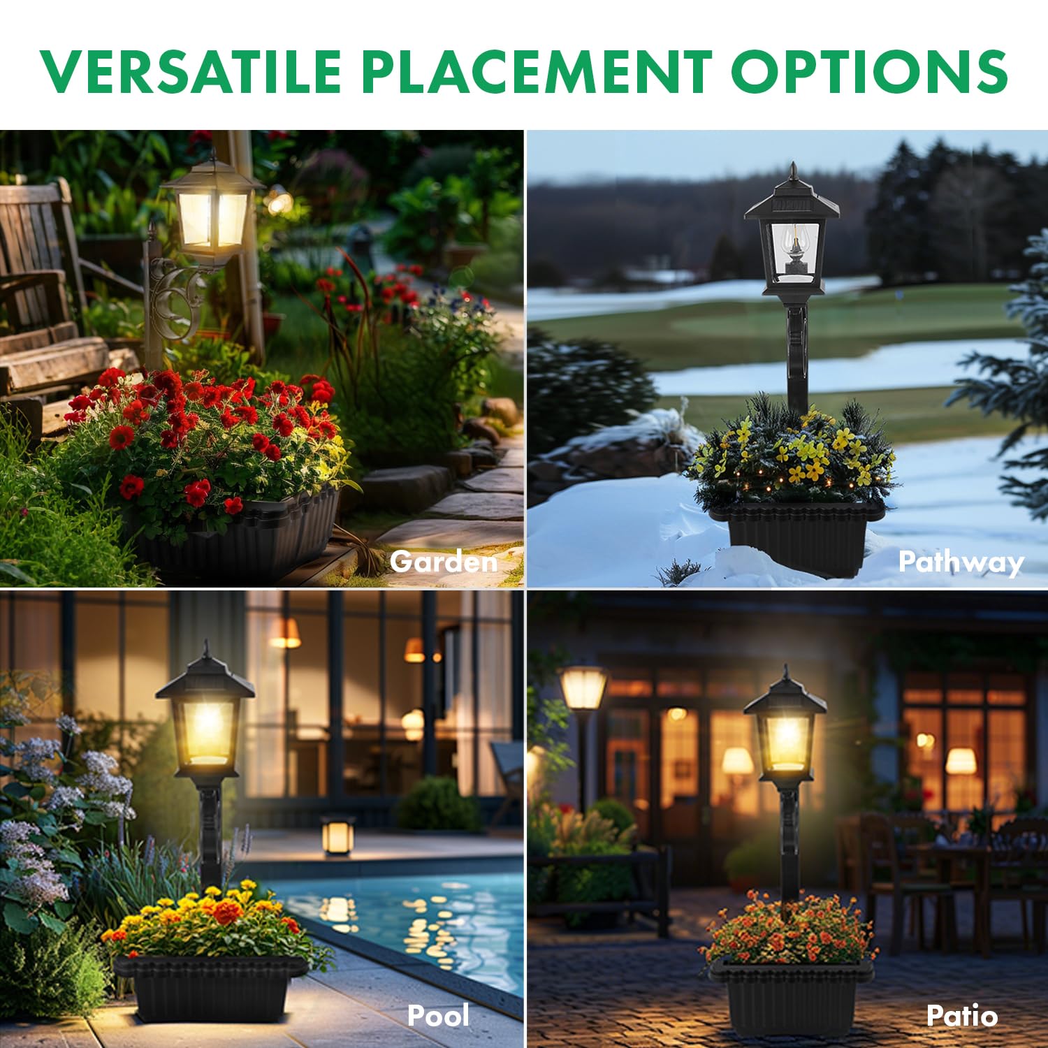 Hoodink 2-In-1 Outdoor Flower Pots & Solar Lamp Post Lights - Wall Mount Or Freestanding Waterproof Solar Post For Lawn, Patio,