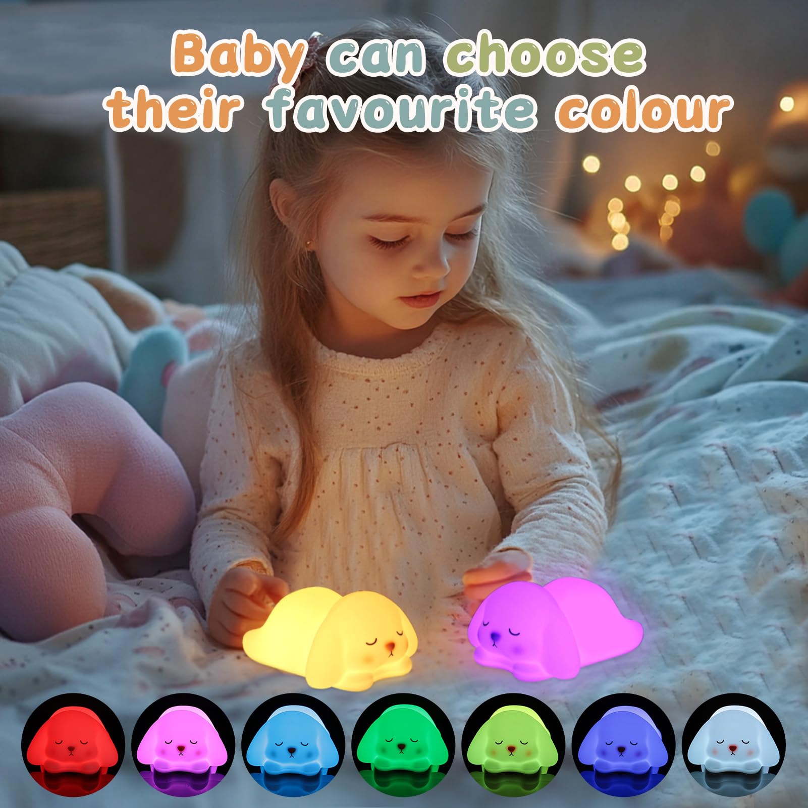 ZKLiLi Rabbit Night Light for Kids, USB Rechargeable, 16 Colors, Silicone, White, Model RabbitM