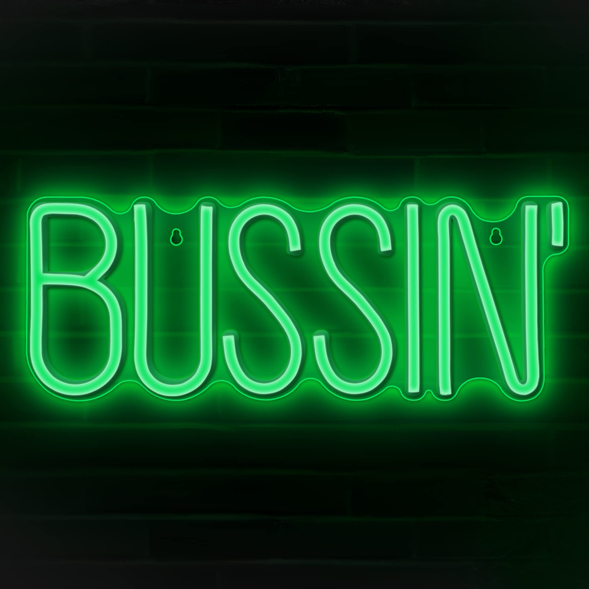 Lumoonosity Bussin Neon Sign - Green Led Light For Gamers/Streamers - 16.9 X 6.5 Inches - On/Off Switch - Trendy Wall Decor