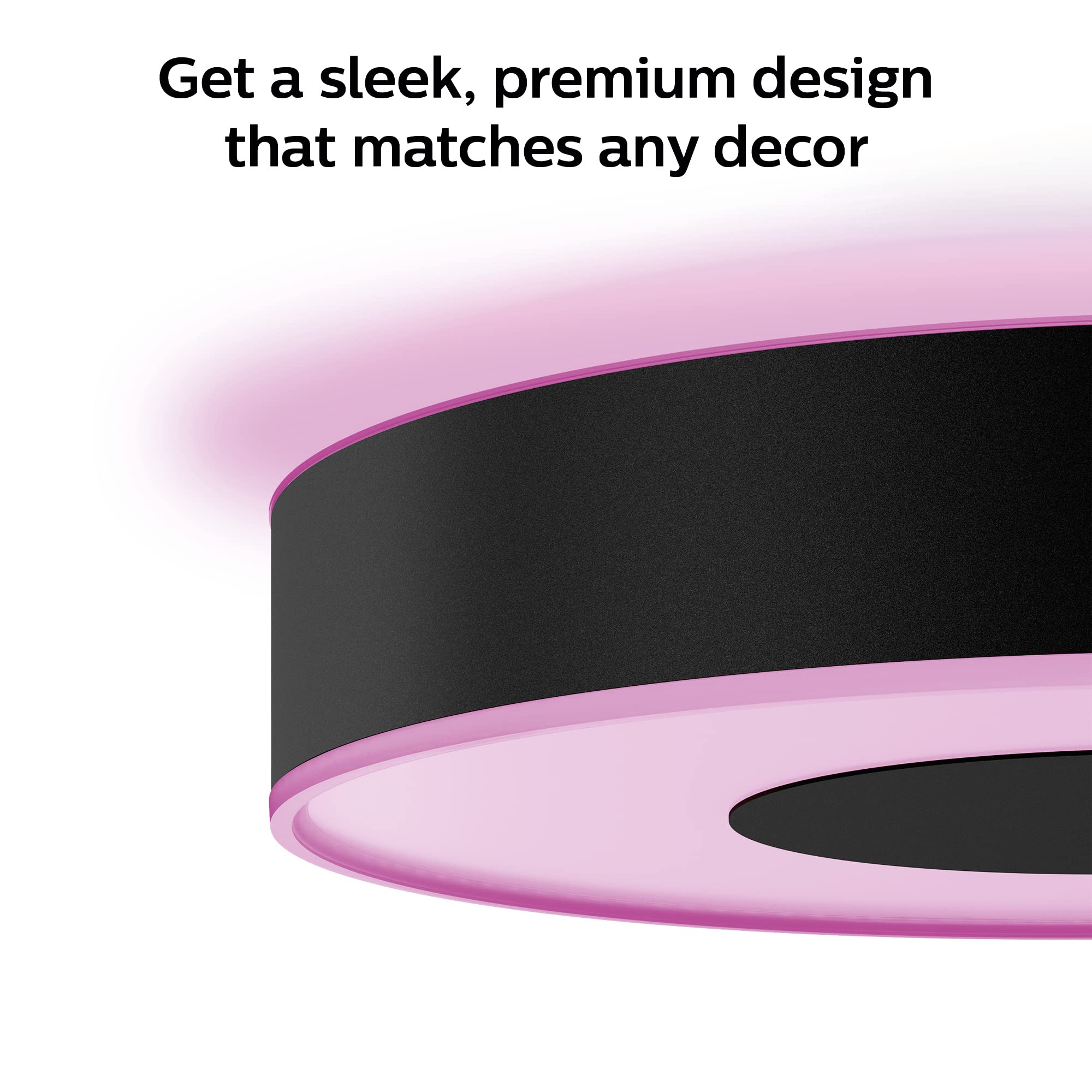Philips Hue Infuse Medium Ceiling Lamp - Smart LED Light, Color-Changing, Black, Model 579847, Compatible with Alexa & Google Assistant