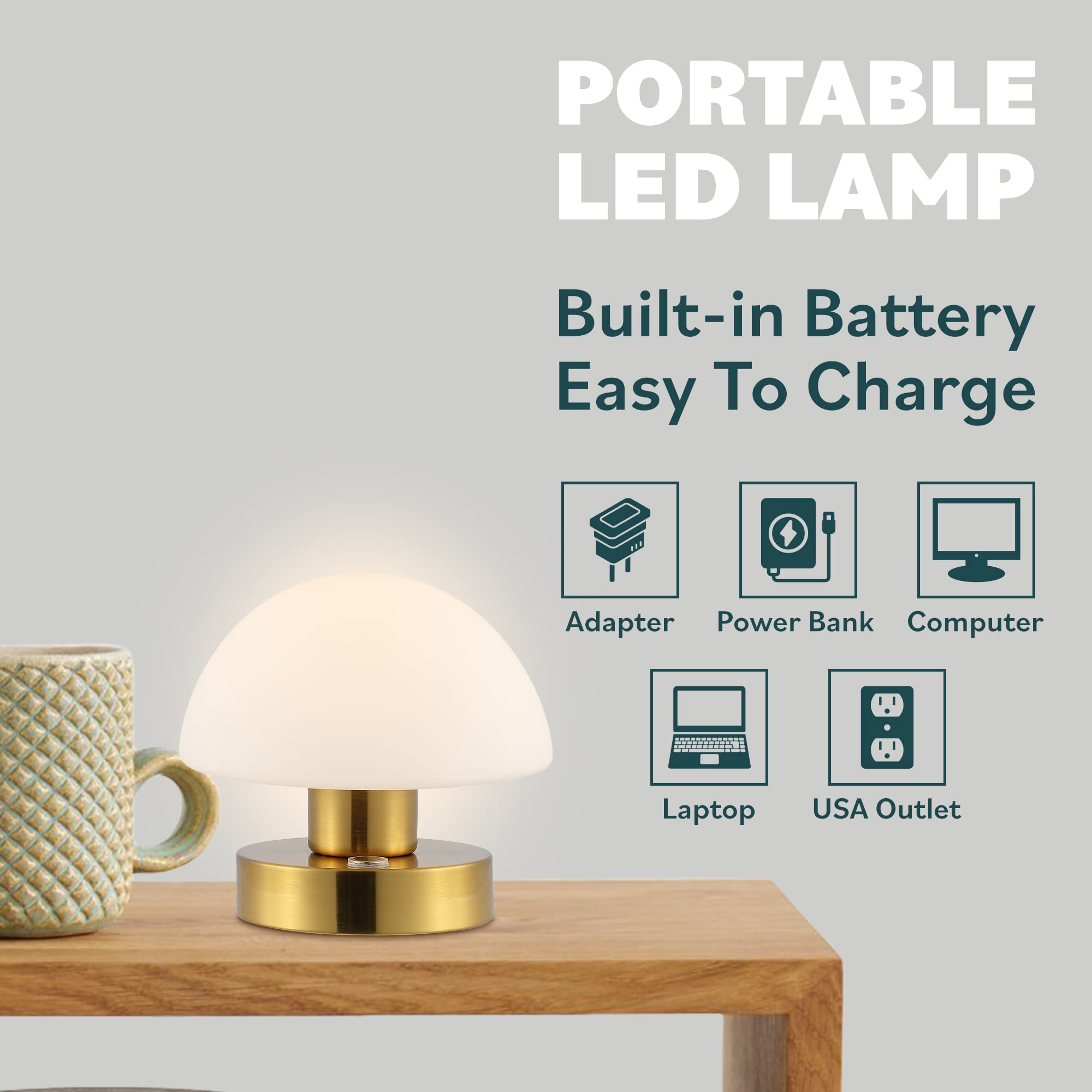 Jonathan Y Jyl7113C Zoe 5.75'' Modern Minimalist Iron Rechargeable Integrated Led Table Lamp Contemporary Bedside Desk Nightstan