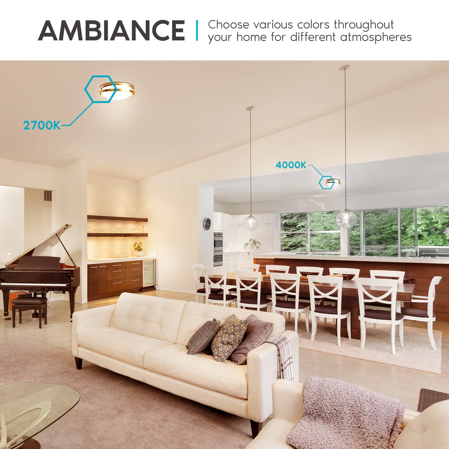 LUXRITE 10 Inch LED Flush Mount Ceiling Light, Dimmable, 14W, 1050 Lumens, 5 Color Selectable, Brushed Brass, Model LR23295