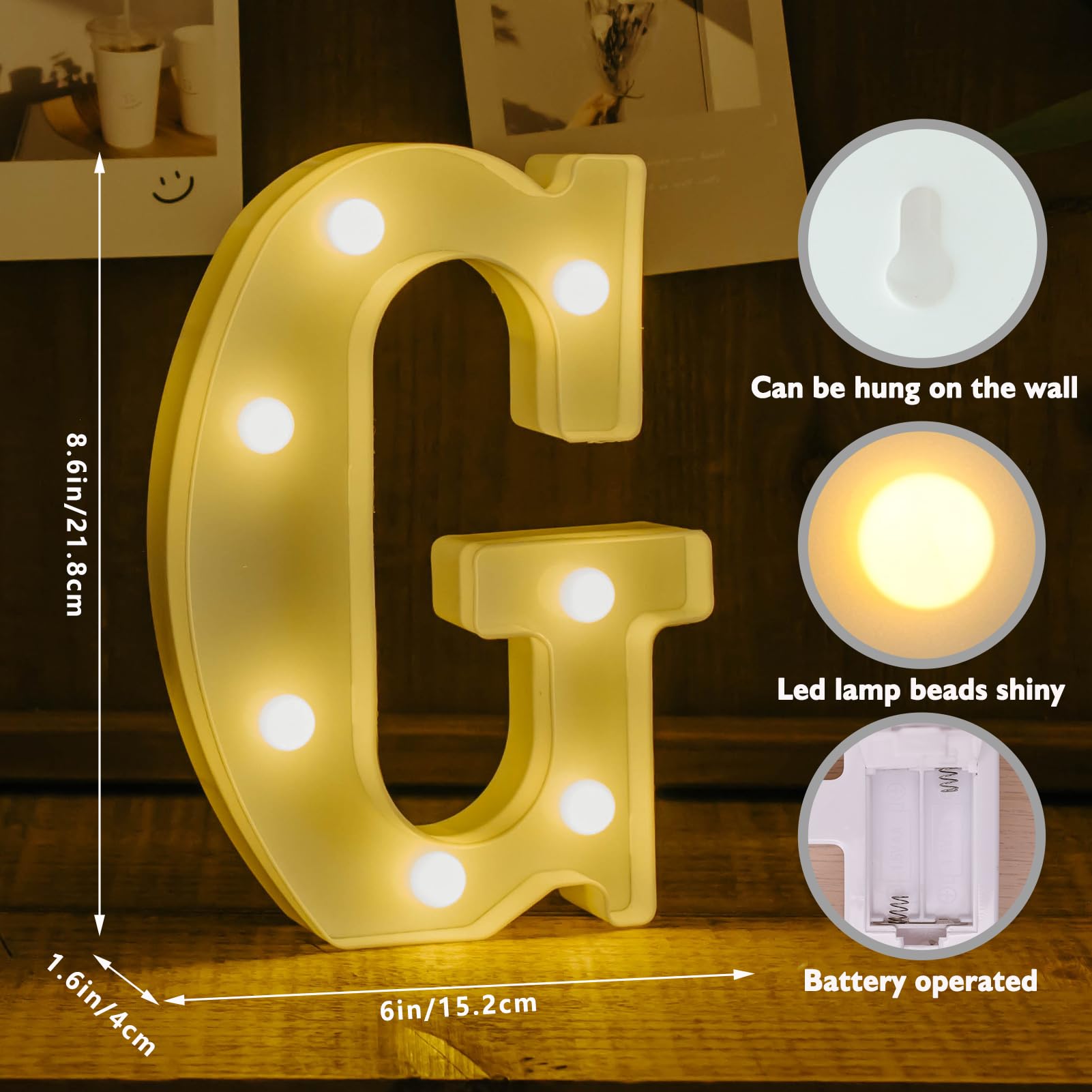 Ifdgctk Light Up Letters  Led Letters Lights 26 Alphabet  Decorative Lighted Letters  Battery Powered Led Marquee Light Up Letters For Party  Bar  Night Light  Home Decor(Letter G)