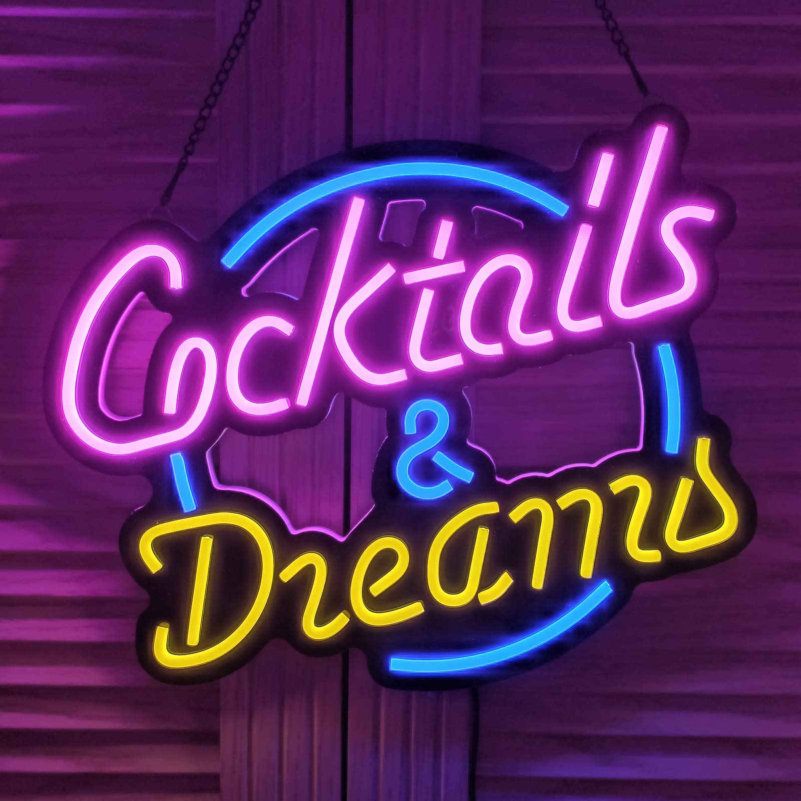 Vgvlgnss Ultrathin Neon Sign Art - Yellow Cocktails Wall Light For Bedroom, Cafe, Wedding Decor