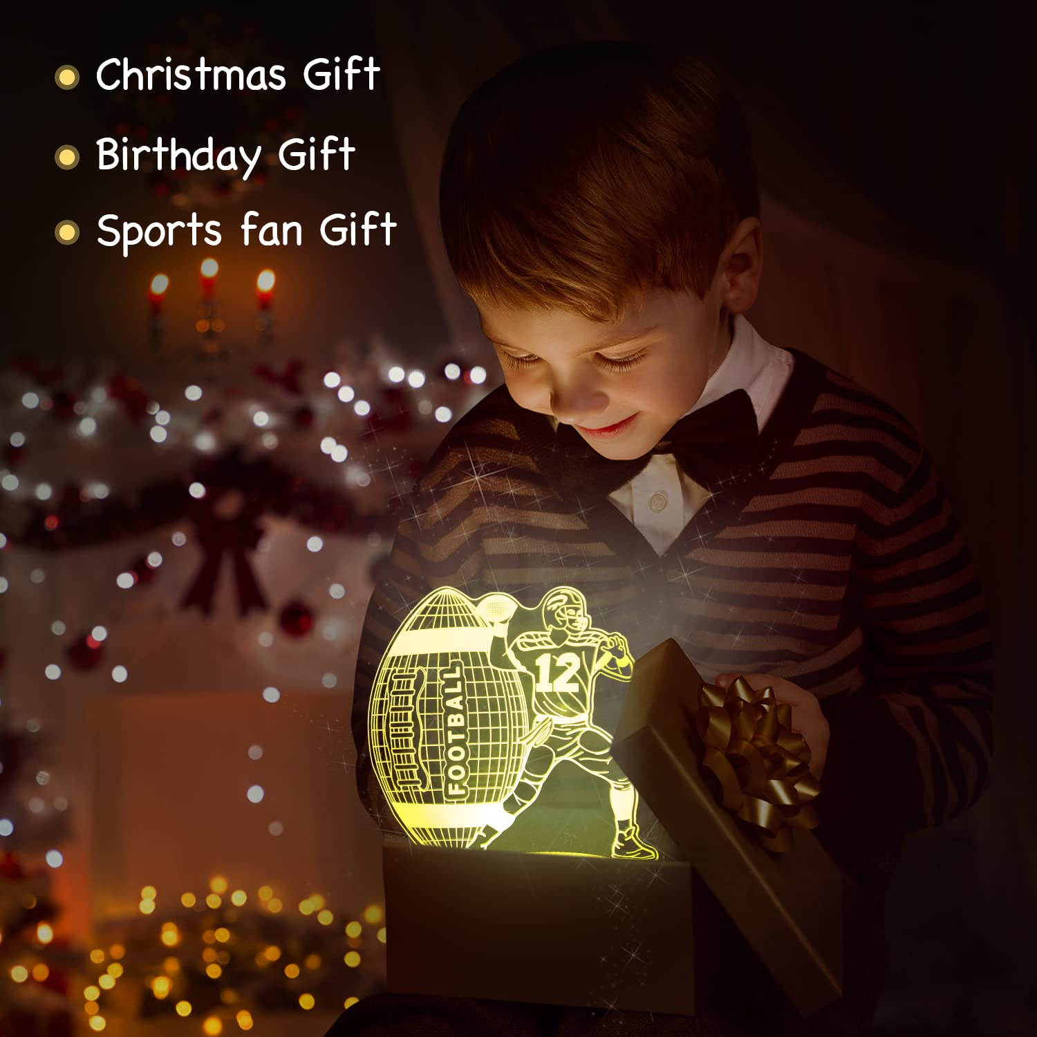 Uyeyuy Football 3D Illusion Lamp Night Light Football Gifts For Men With 16 Colors Timer Remote For Boys Age 5 6 7 8 Year Old Bo
