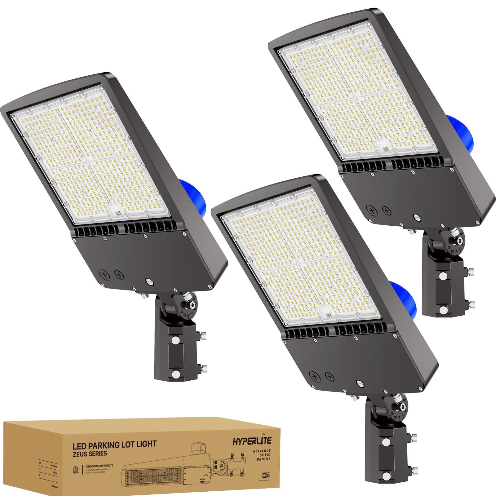 HYPERLITE 300W LED Parking Lot Lights, 45000LM, 5000K, 3-Pack, Aluminum, Bronze, Model SAZE-300WSFM-3PCS