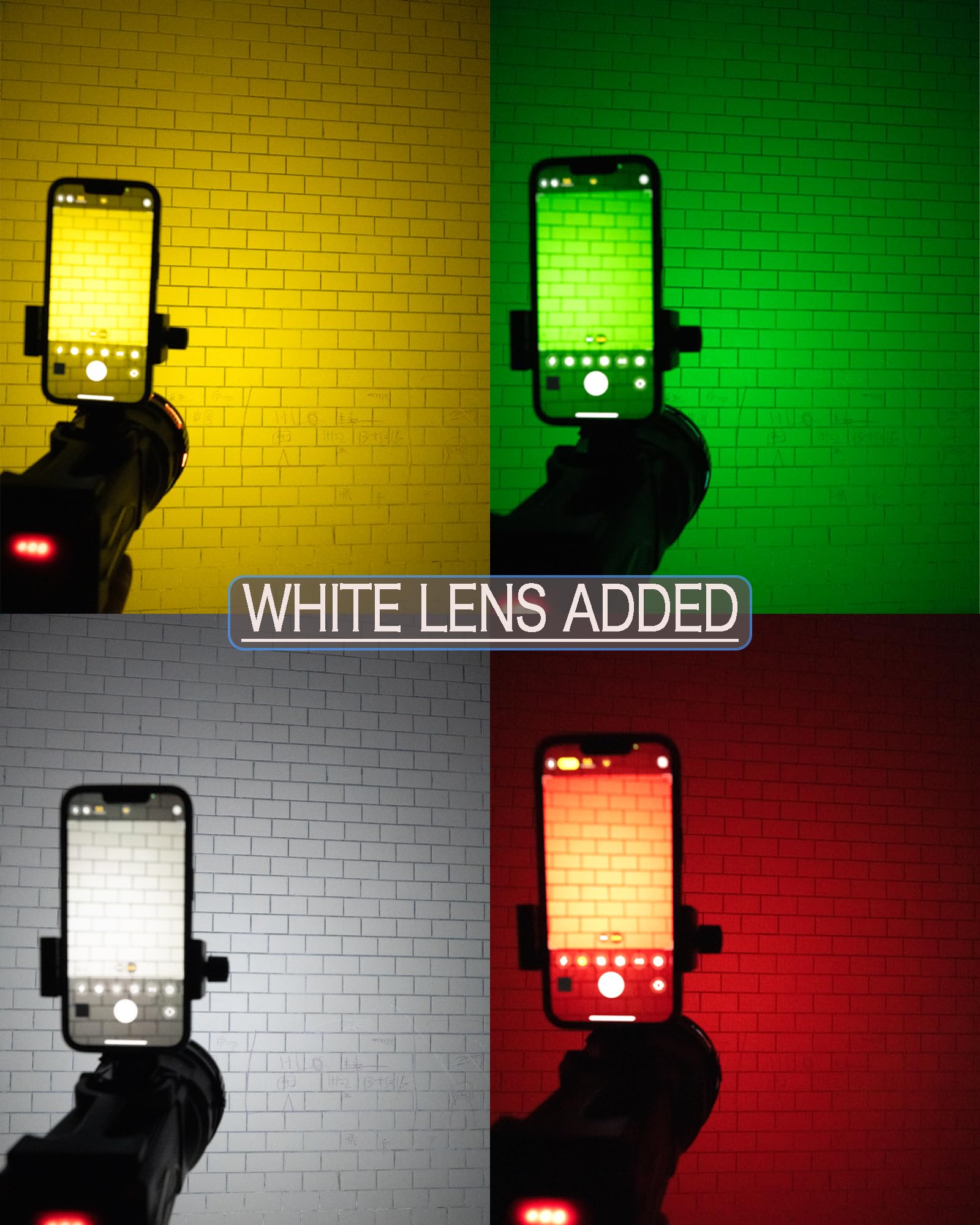 Bigsun 4 Colors Spotlight, High Lumen Flashlight 1200,000 Led With Phone Holder, Rechargeable 14000 Mah, White/Red/Green/Yellow