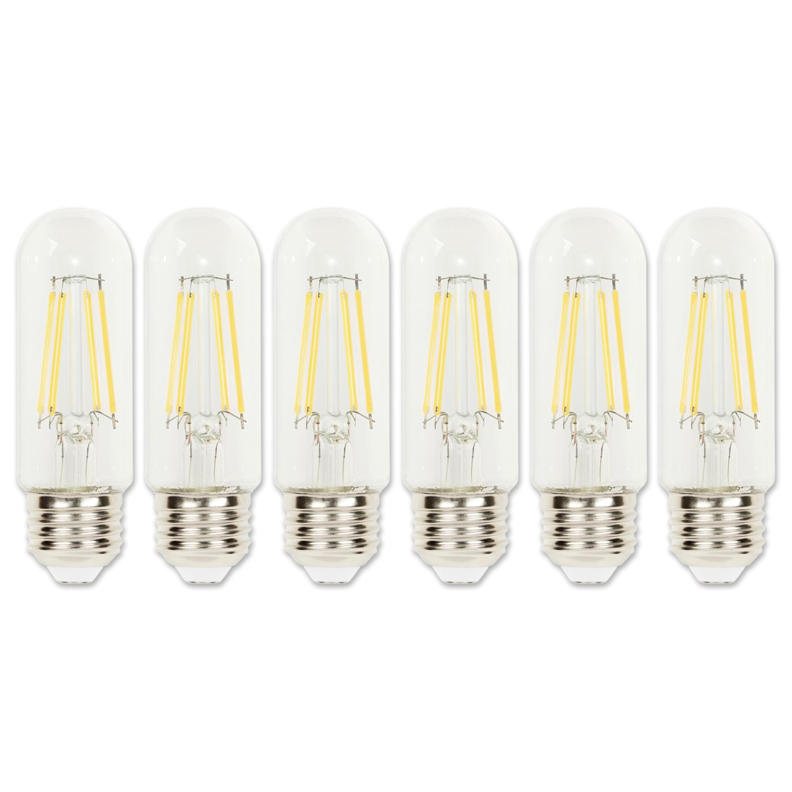 Westinghouse Lighting 5341020 6.5 Watt (85 Watt Equivalent) T10 Dimmable Clear Filament Led Light Bulb, Medium Base, 6 Pack