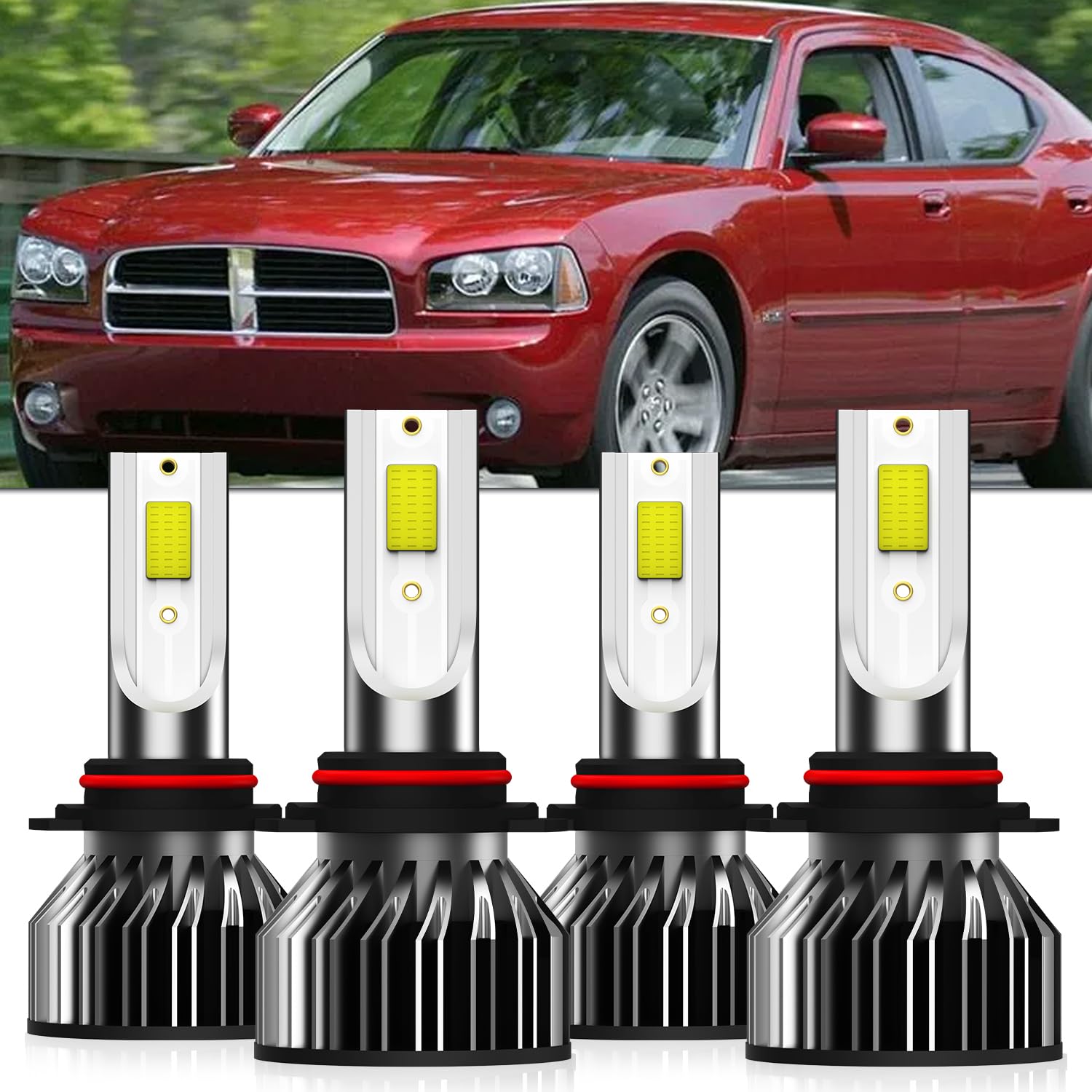 AMXTOBUB Compatible with Dodge Charger 2006 2007 2008 2009 2010 Lights Bulb high beam low beams, 4 pack