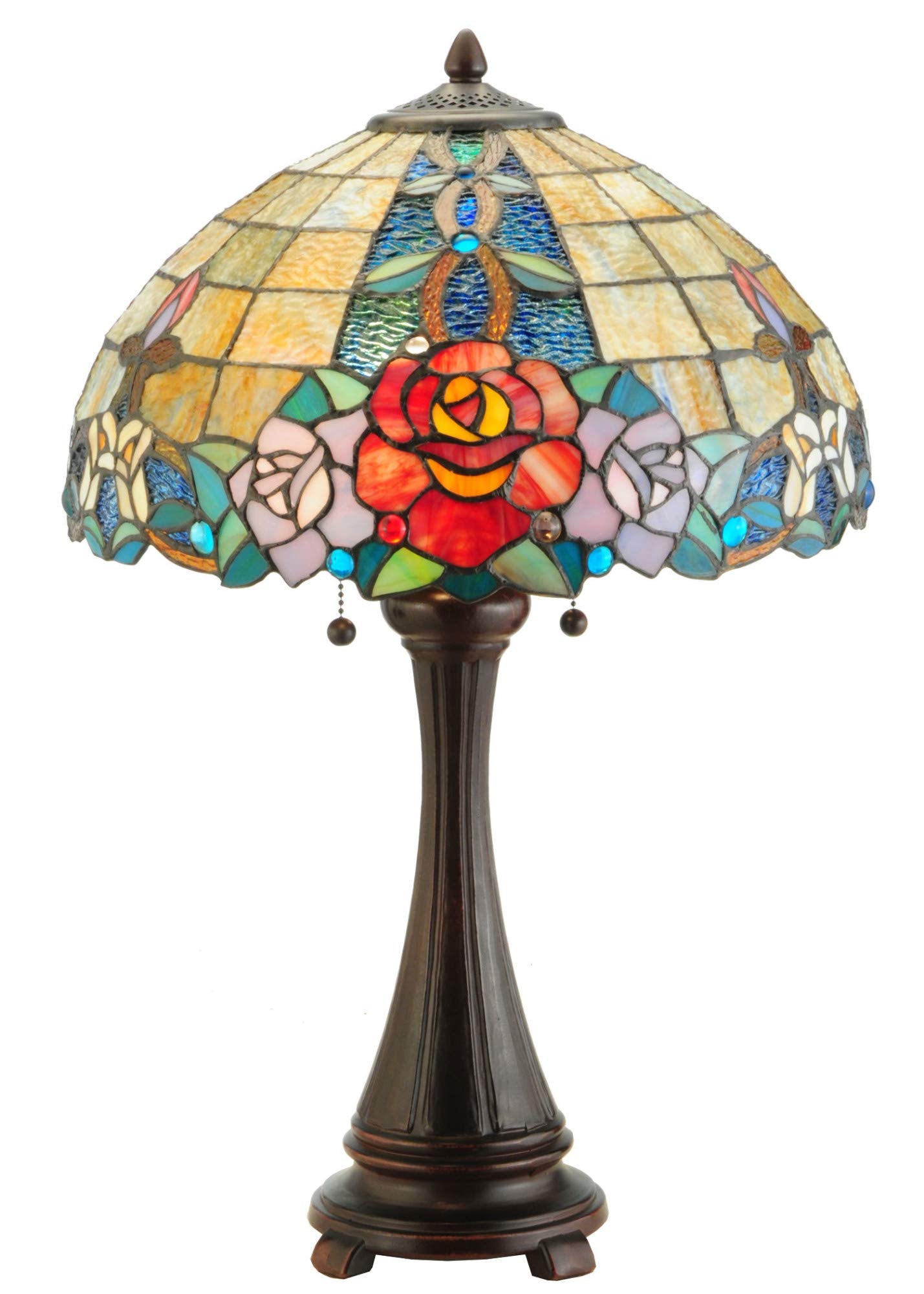 Meyda Tiffany Rose Vine Table Lamp, 25-inch, Mahogany Bronze, Glass and Metal, Model 138121