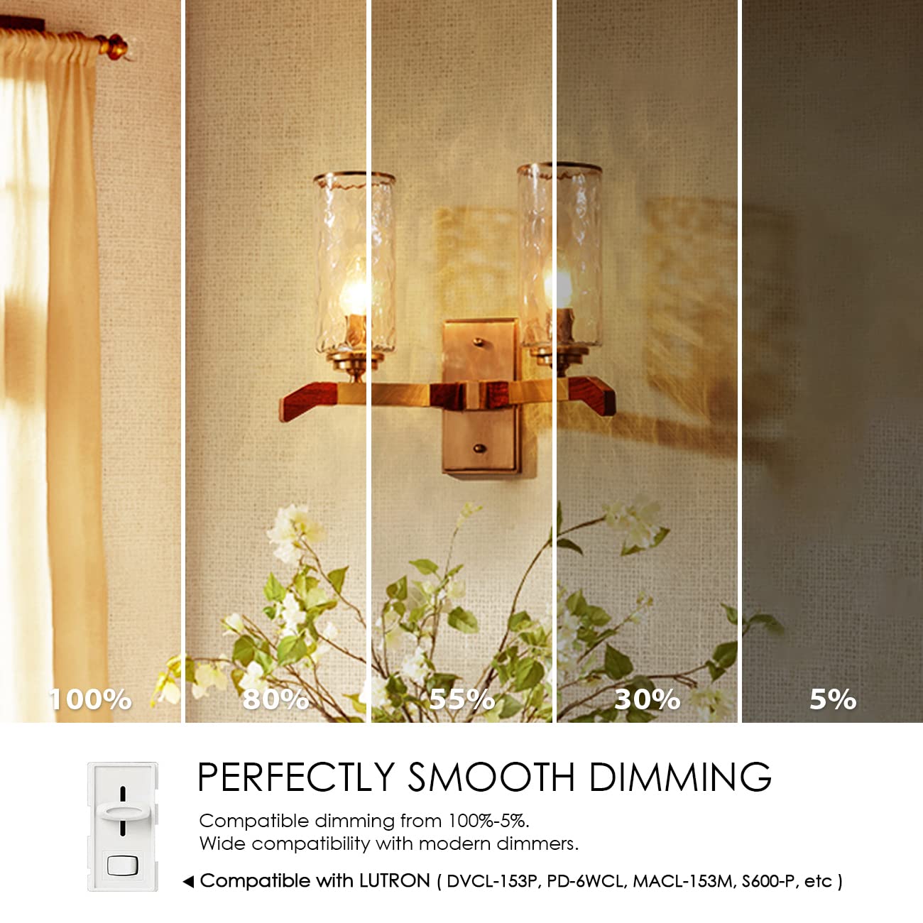 Lvwit B11 Led Filament Bulb E26 Candelabra Base 4.5W(60W Equivalent), Dimmable 2700K Warm White Chandelier Decorative Candle Lig
