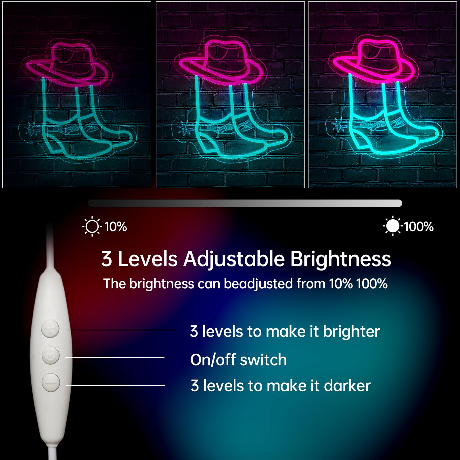 Cowboy Boot Neon Signs For Wall Decor-Cowgirl Boots With Hat Neon Signs For Decor  Pink Aesthetic Western Wall Art  Cowboy Led Sign For Game Room Bedroom Party Bar  Birthday Christmas Gifts  Dimmable Switch Usb Power  Adhesive Hook Included